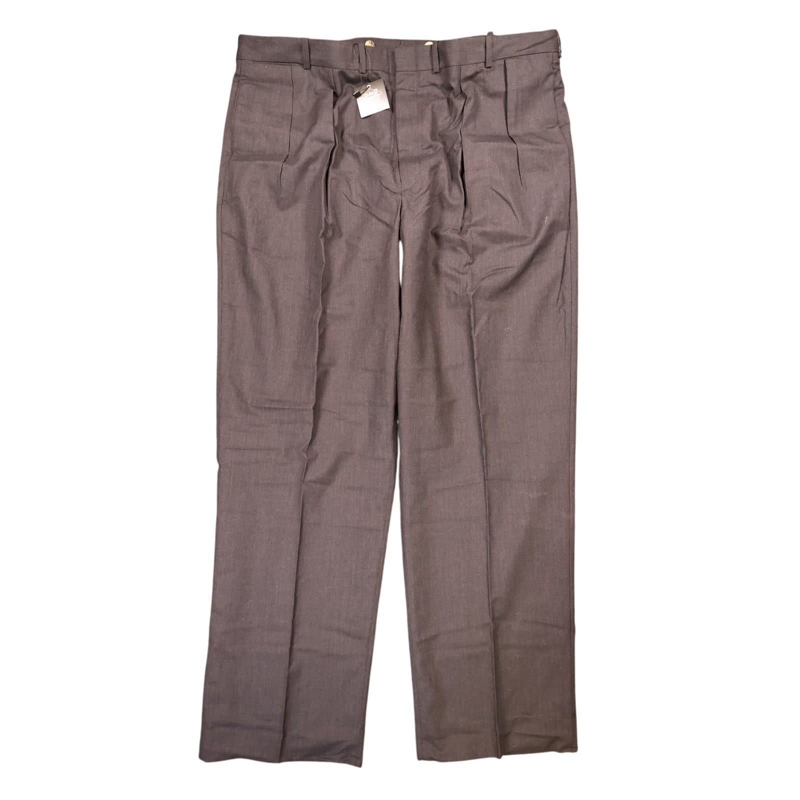 Lands' End Dress Pants Mens 44 Gray 100% Wool Pleated