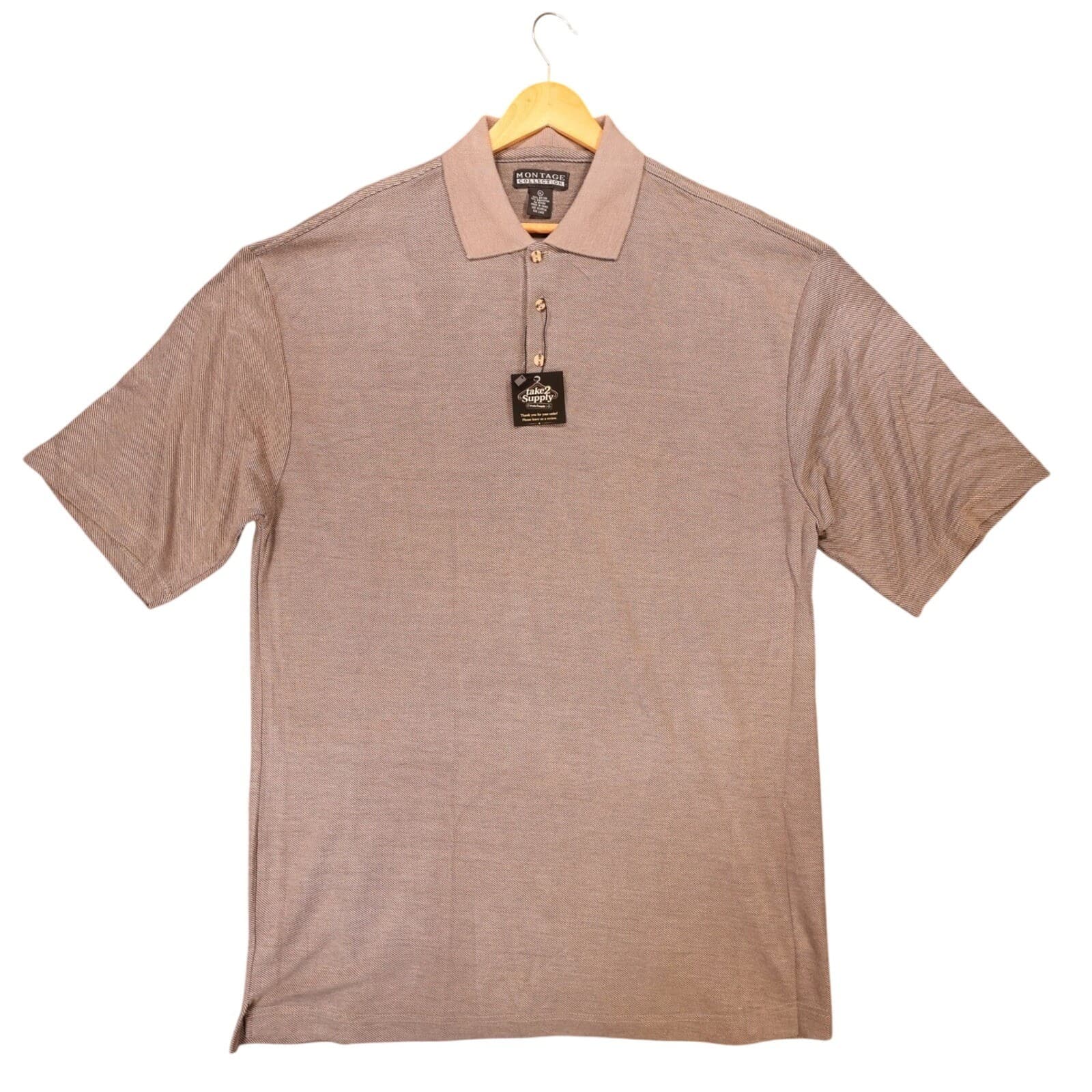 Montage Collection Polo Shirt Mens XL Brown Excellent Short Sleeve Textured - Image 1