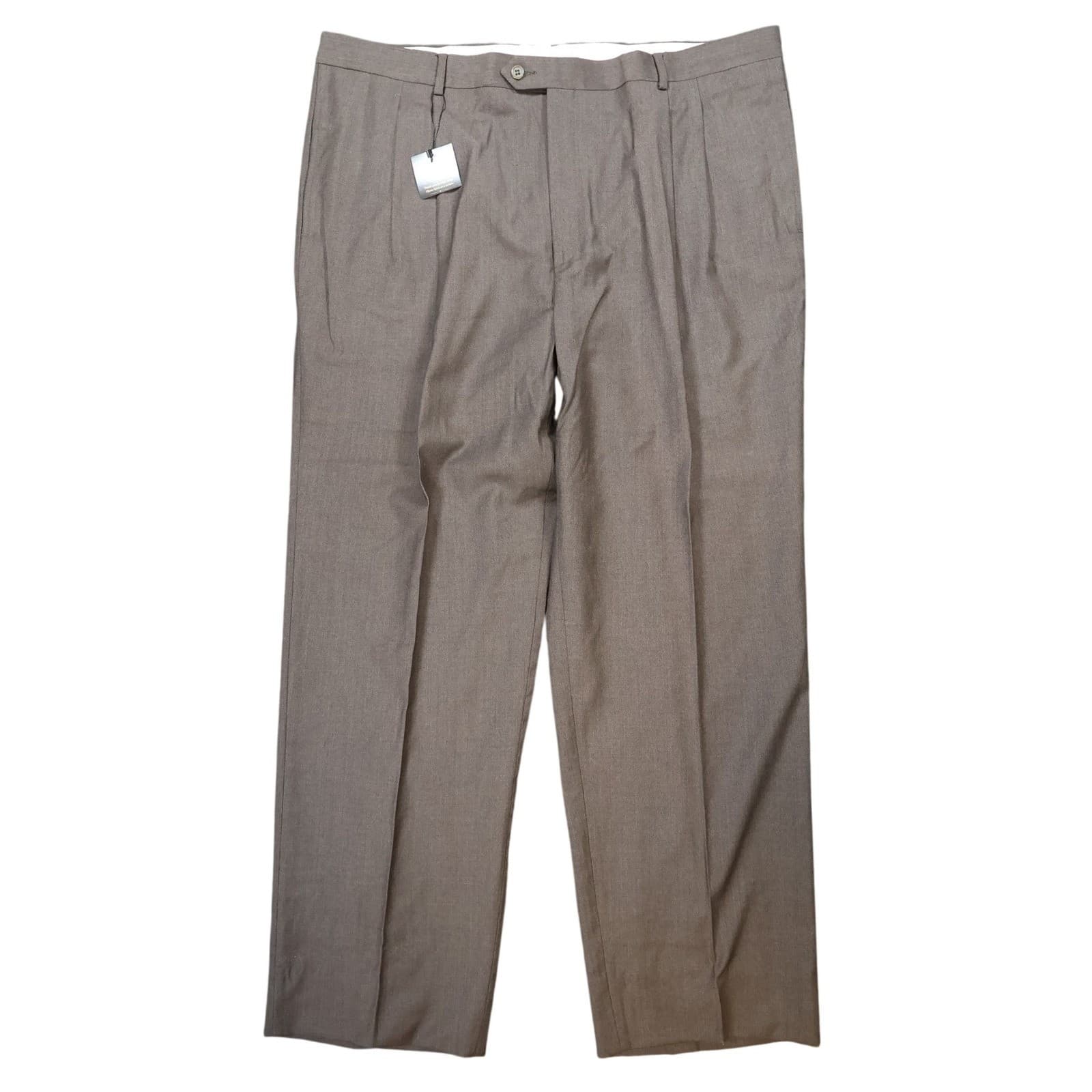 Roberto Villini Dress Pants Mens 46 Brown Excellent Wool Pleated Italian Style