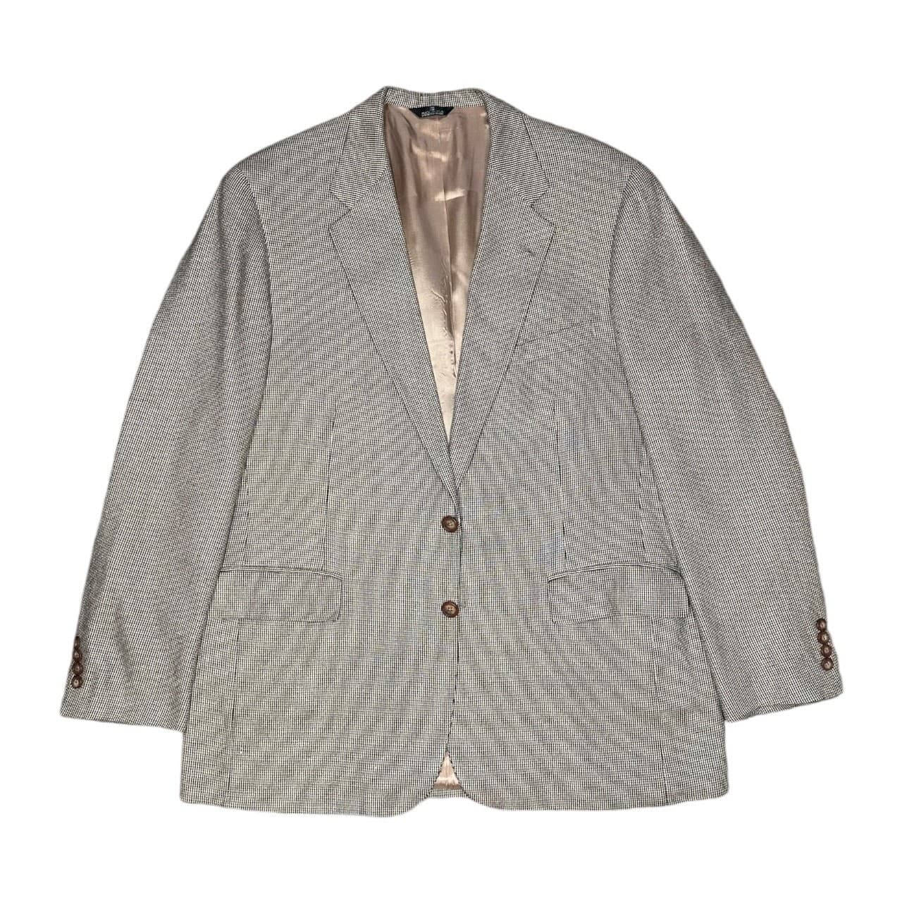 Chaps Ralph Lauren Blazer Men 46R Tan Black Excellent Micro-Check Houndstooth