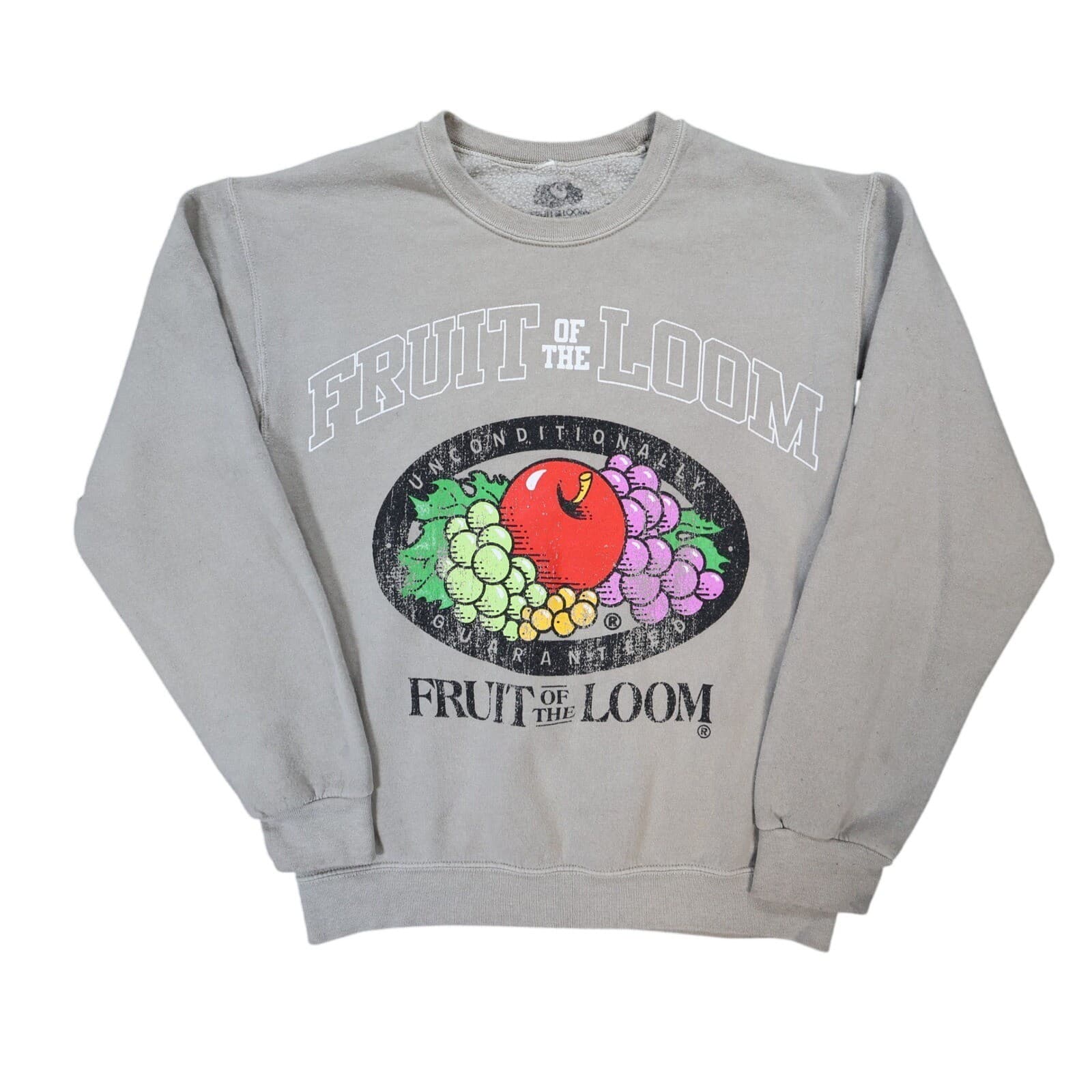Fruit of the Loom Sweatshirt Unisex XS Tan Excellent Vintage Graphic Print