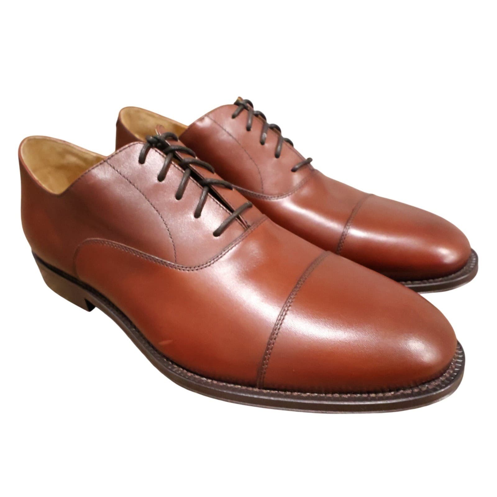 Lands' End Oxford Shoes Mens 13D Brown New Cap Toe Leather Lace Up 98067