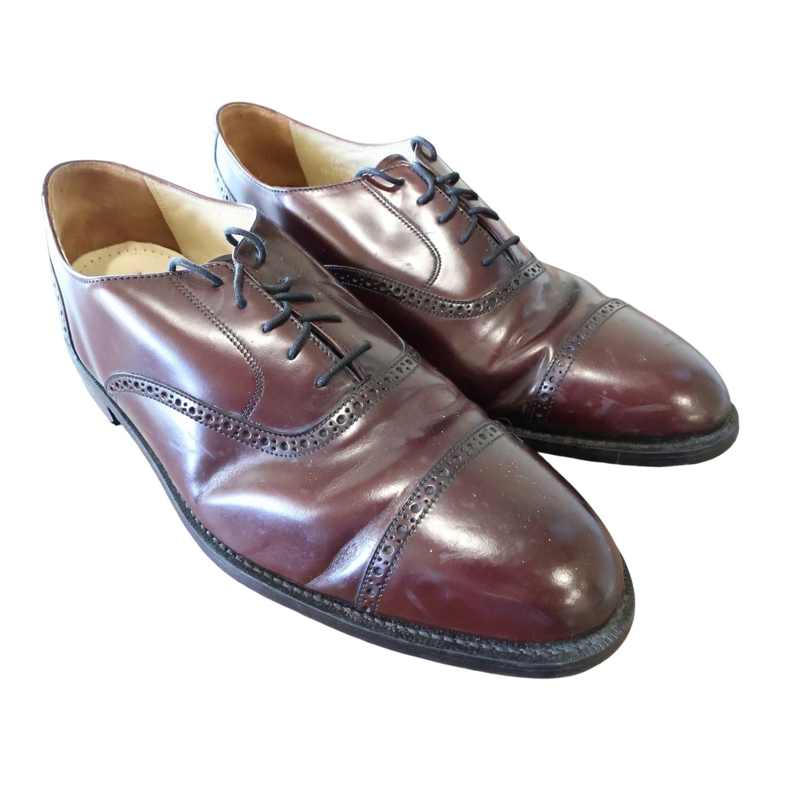 Bostonian Dress Shoes Mens 13 M Burgundy Excellent Leather Toe Brogue Oxfords