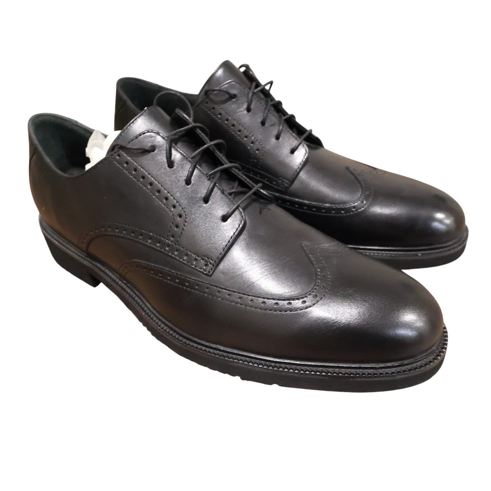 Rockport Tribunal Wingtip Oxford Mens 13 Black New Leather Brogue Lace Up