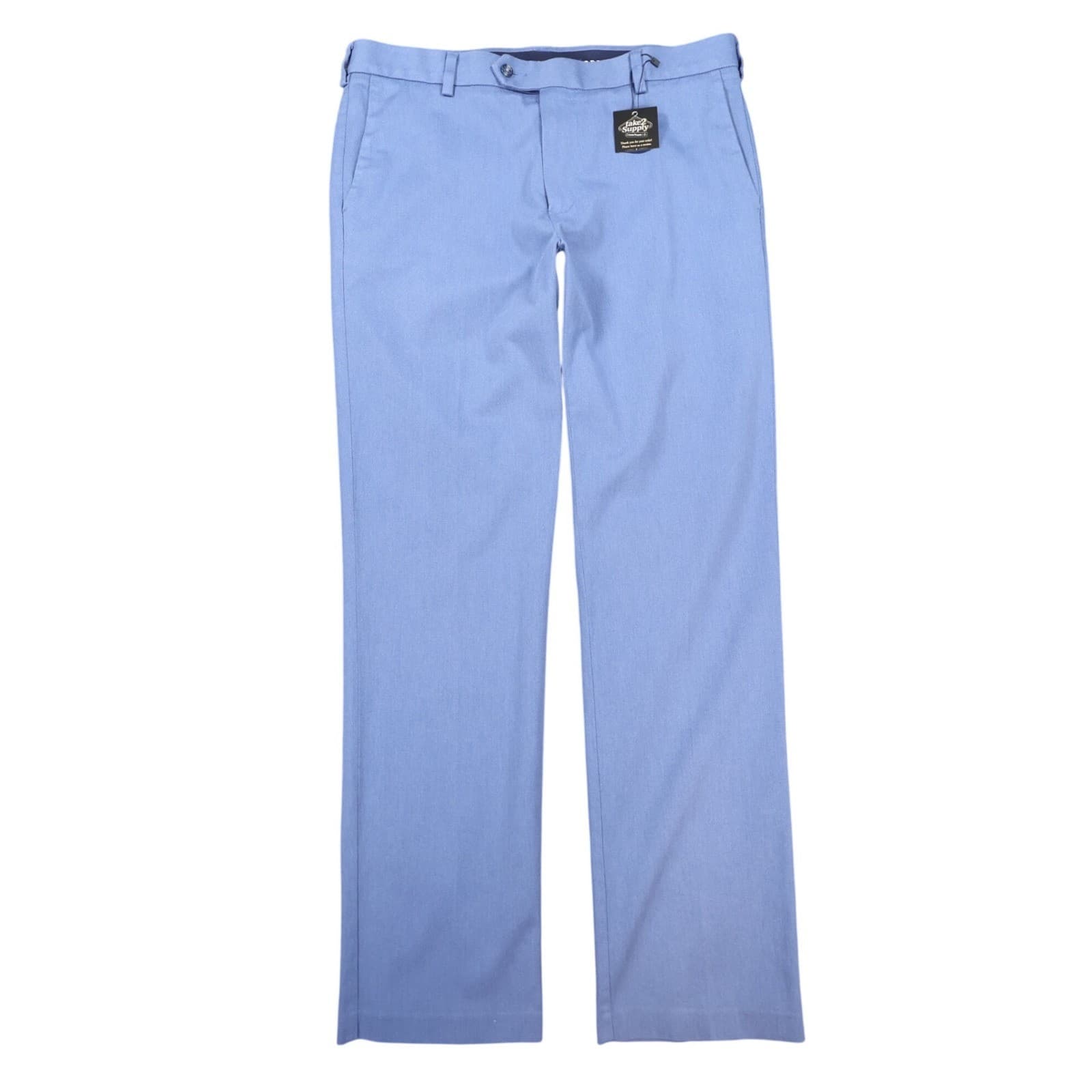 Roundtree & Yorke Dress Pants Mens 36x32 Blue Cotton Stretch travelSMART Chinos