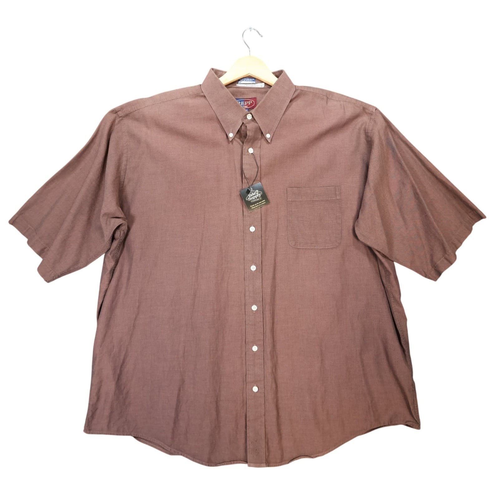 REPP LTD Button Up Mens 18-34/35 Brown Excellent Short Sleeve Textured Cotton