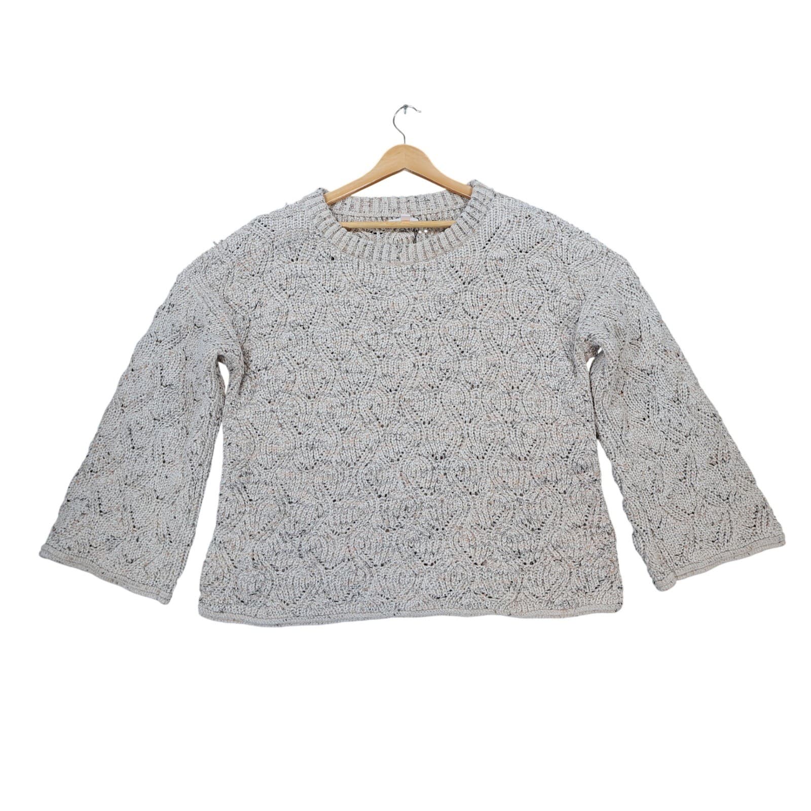 LC Lauren Conrad Sweater Womens XXL Beige Polyester Relaxed Bell Sleeve Textured