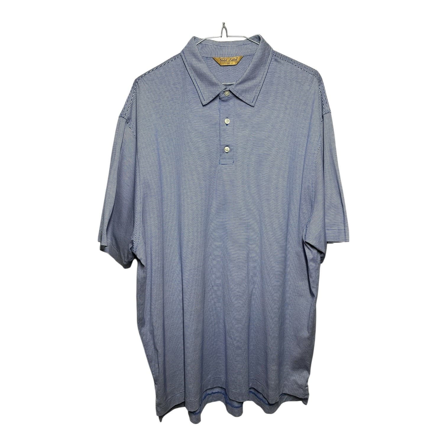 Roundtree & Yorke Men's XL Blue White Striped Polo Shirt Classic Casual