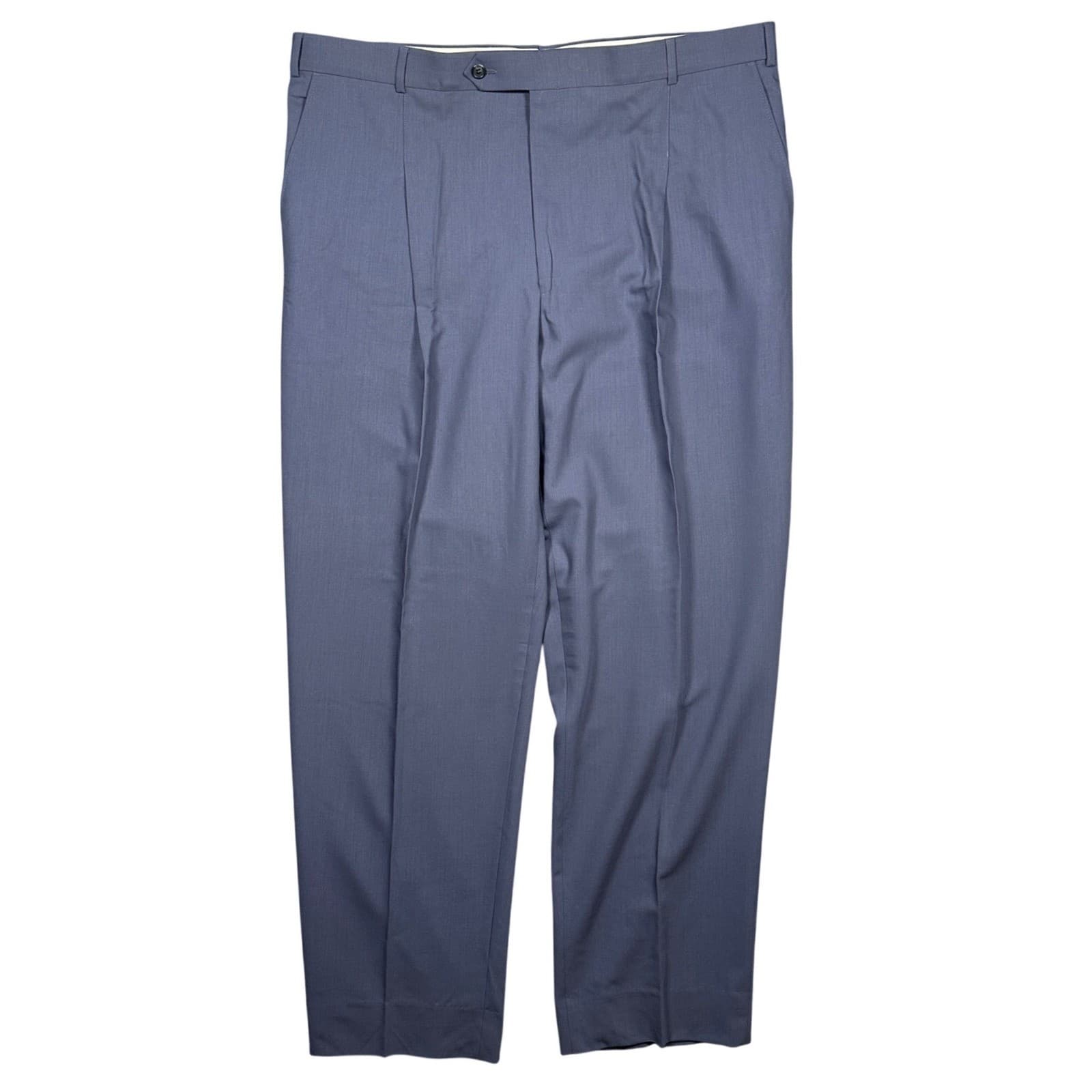 Bachrach Dress Pants Mens Size 44 Slate Blue 100% Pure Wool Pleated