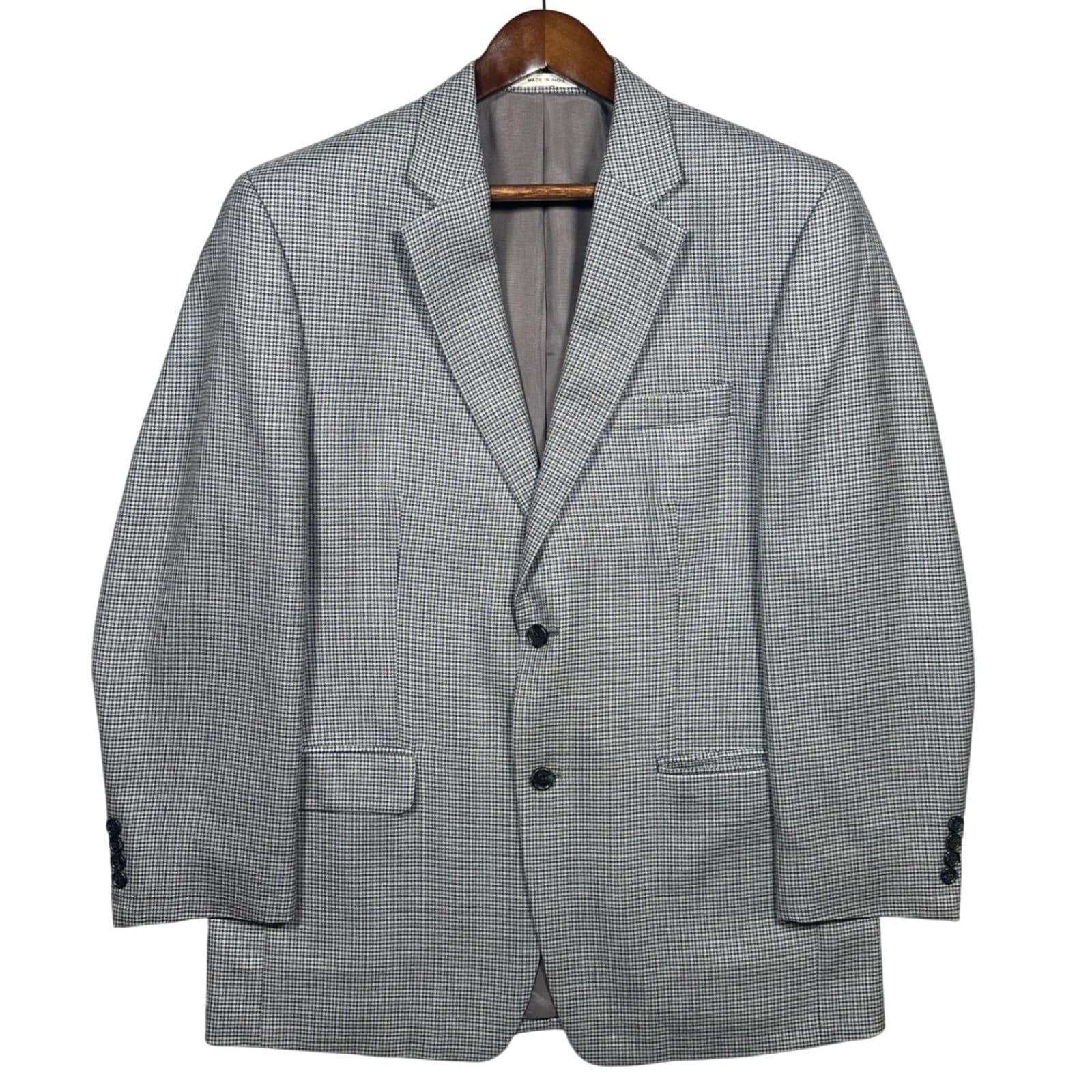 Joseph Abboud Blazer Mens 42R Grey Houndstooth Two Button Sport Coat