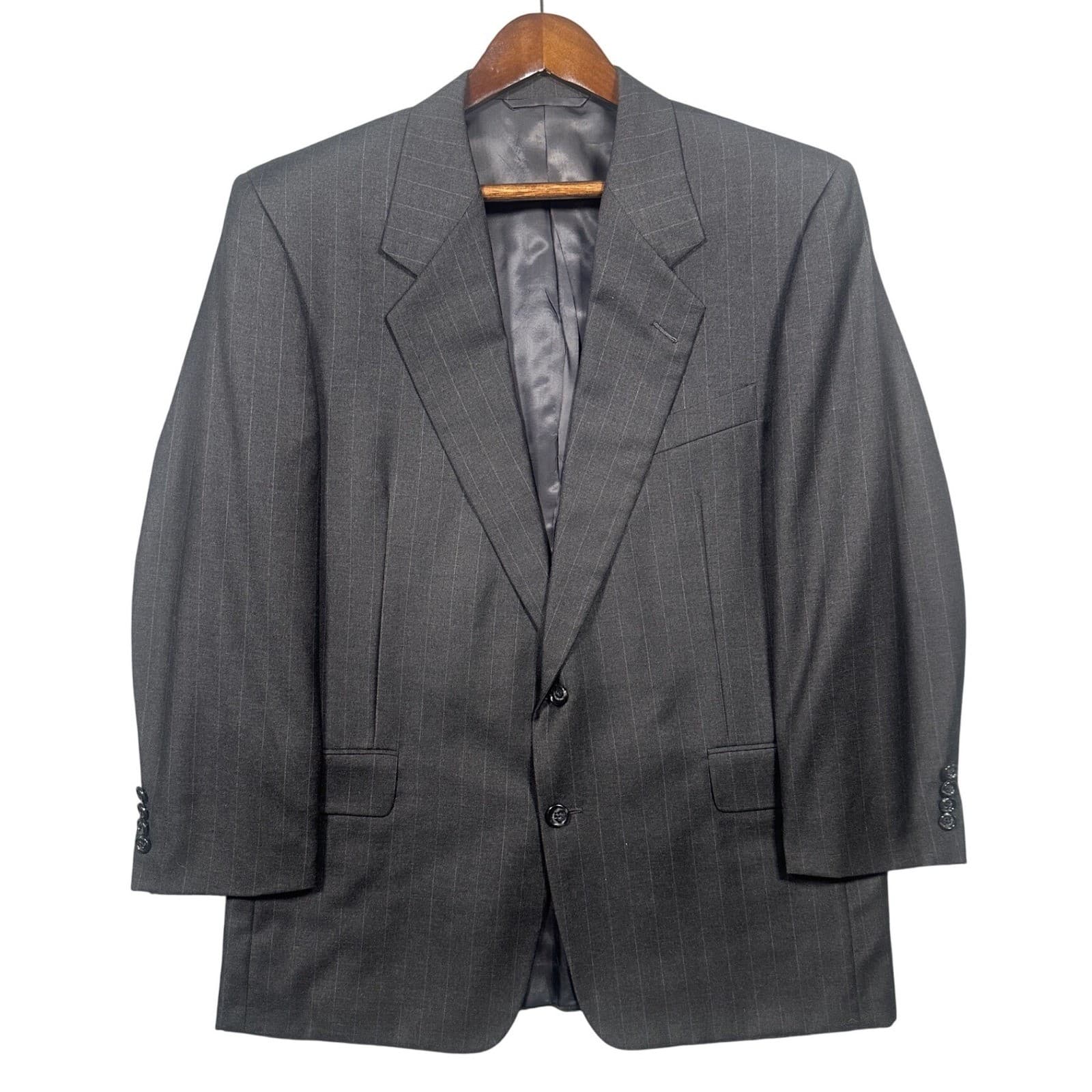 Hickey Freeman Blazer Mens 43R Charcoal Gray Pinstripe Wool Suit Jacket