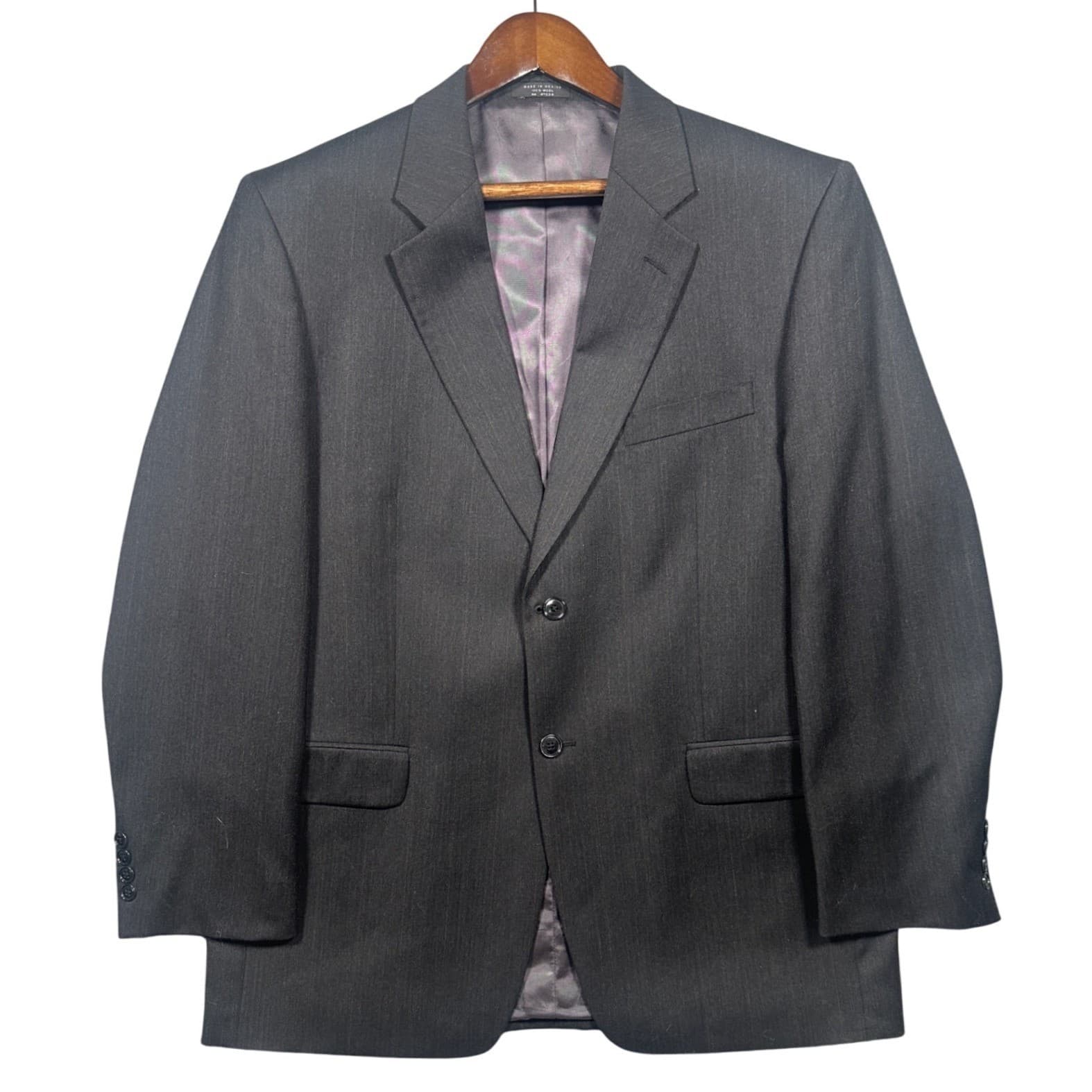 Albert Nipon Blazer Mens 42R Charcoal Grey 100% Wool Pinstripe Jacket