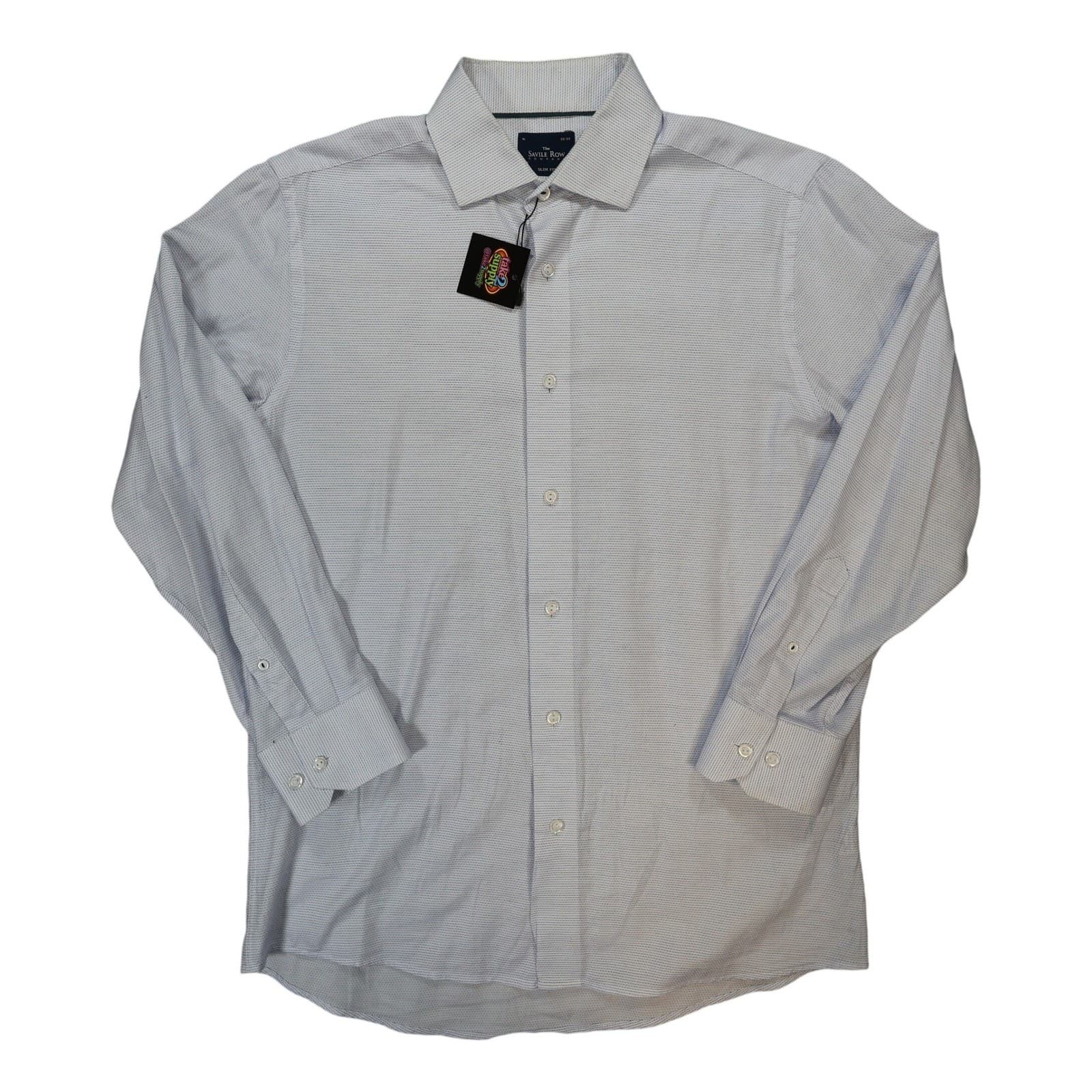 The Savile Row Company Dress Shirt Mens 16 32-33 Blue Excellent Slim Fit Cotton