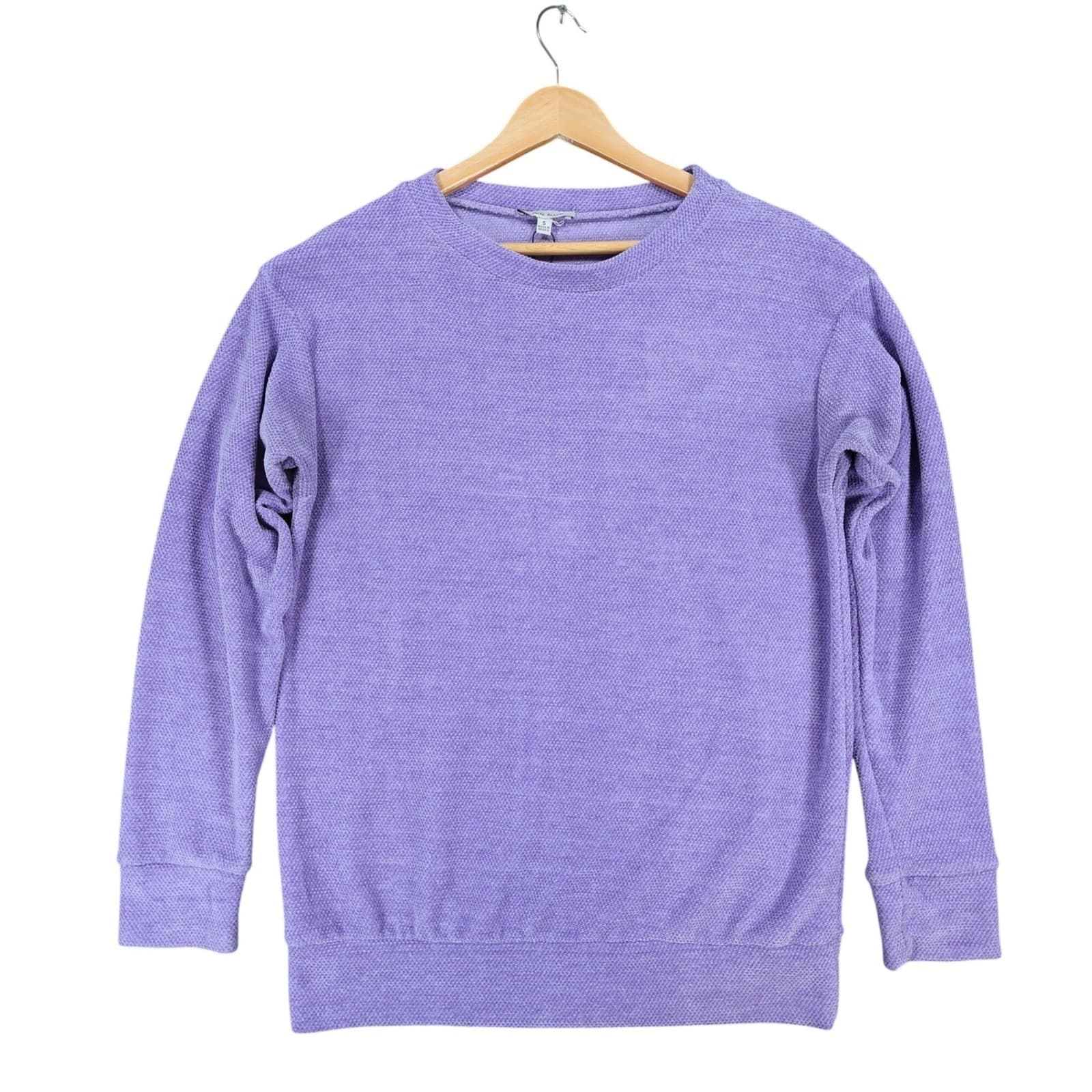 White Birch Pullover Sweatshirt Womens S Purple Polyester Popcorn Knit Casual