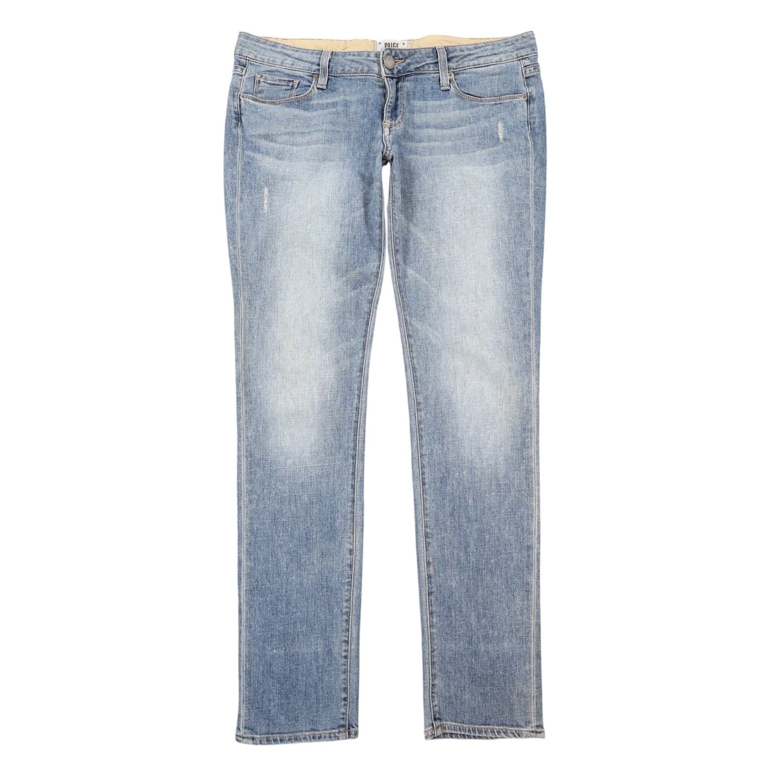 Paige Jeans Womens 28 Blue Cotton Stretch Low Rise Slim Straight Distressed