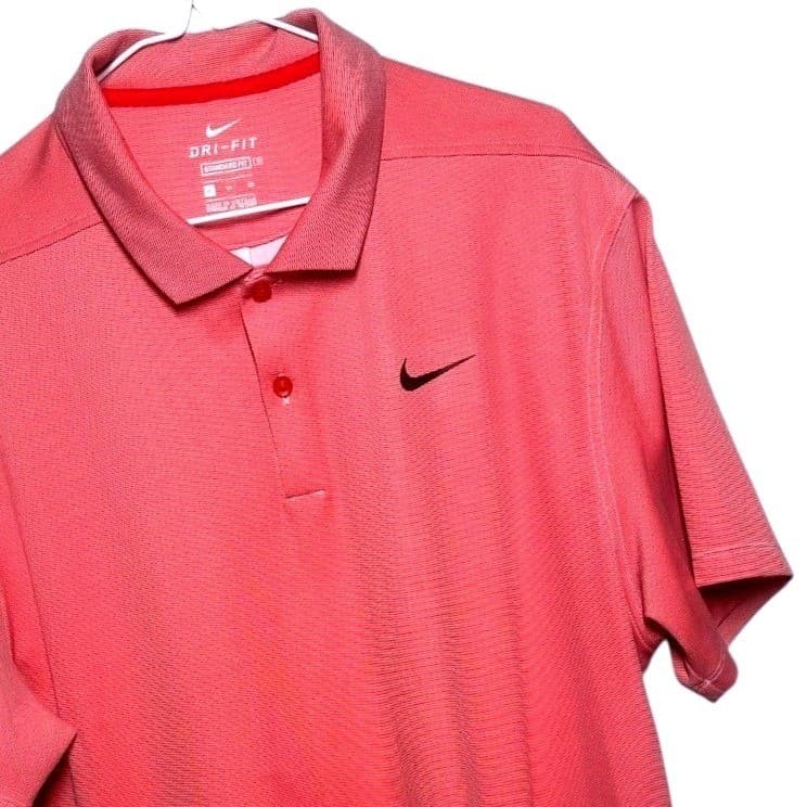 Nike Dri Fit Standard Fit Men's Coral Red Polo Shirt Golf Athletic XL