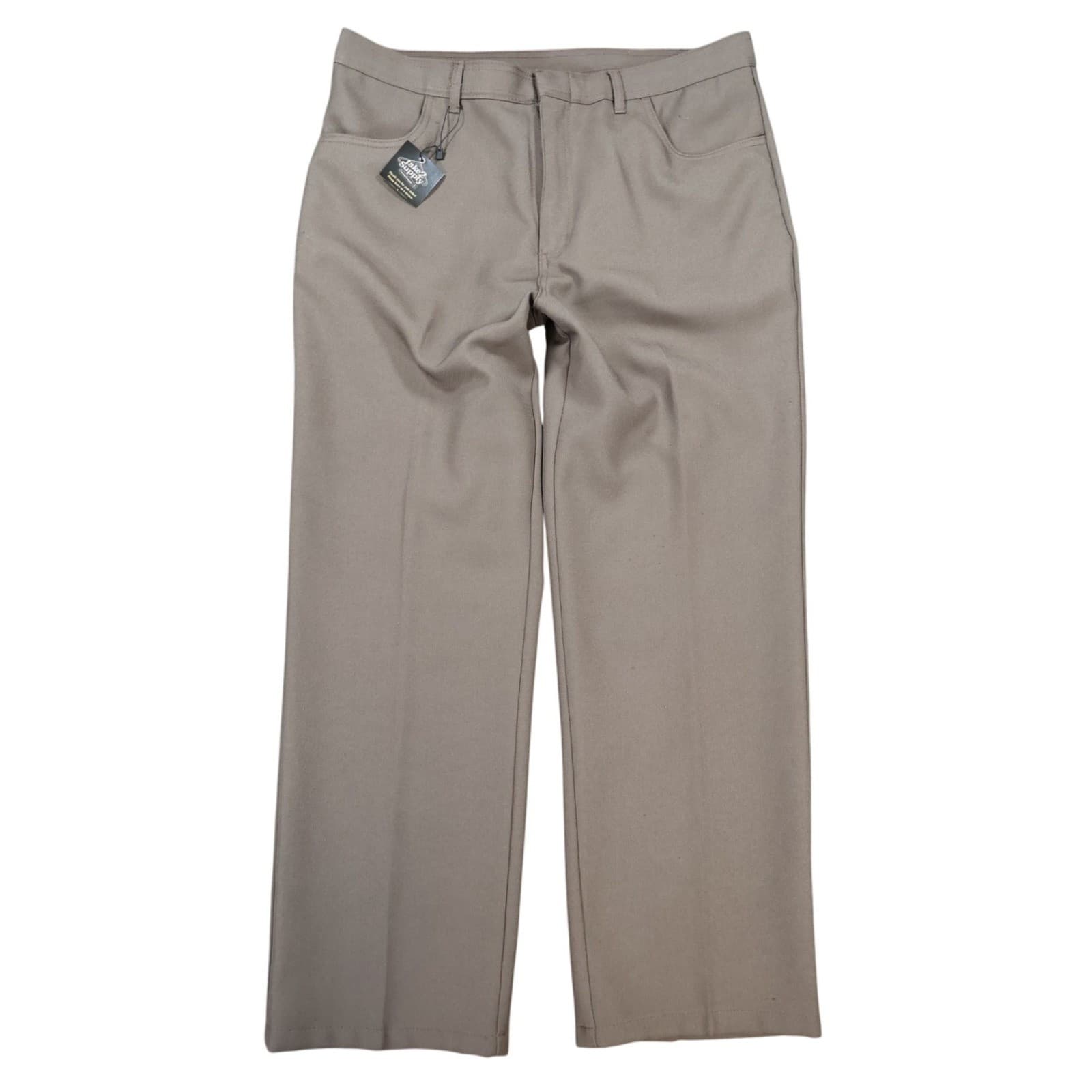 John Blair Dress Slacks Mens 38 Brown Polyester Regular Fit Classic Trousers