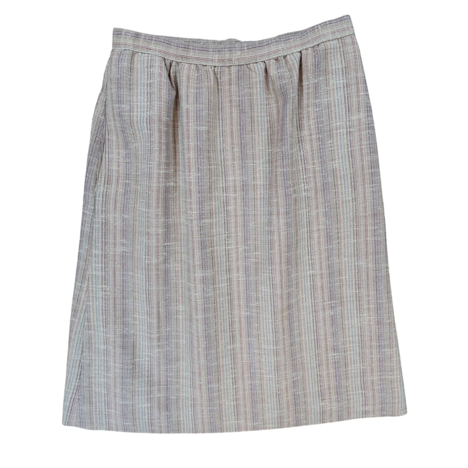 Vintage Skirt Womens Medium Multicolor Excellent Textured Striped ILGWU