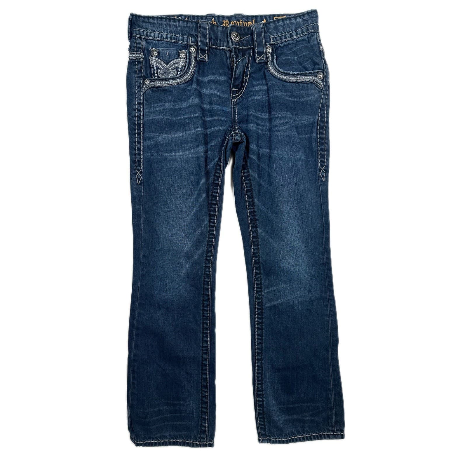 Rock Revival Womens Jeans Bootcut Embellished Rhinestone Denim Size 28