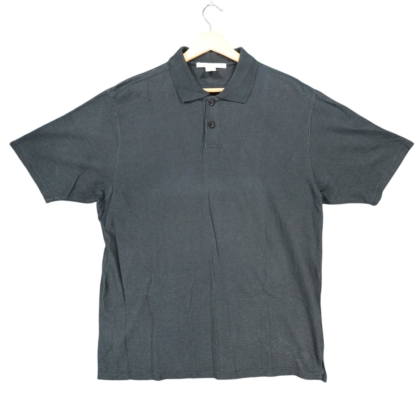 Perry Ellis Polo Mens XL Black Excellent Textured Micro-Dot Short Sleeve