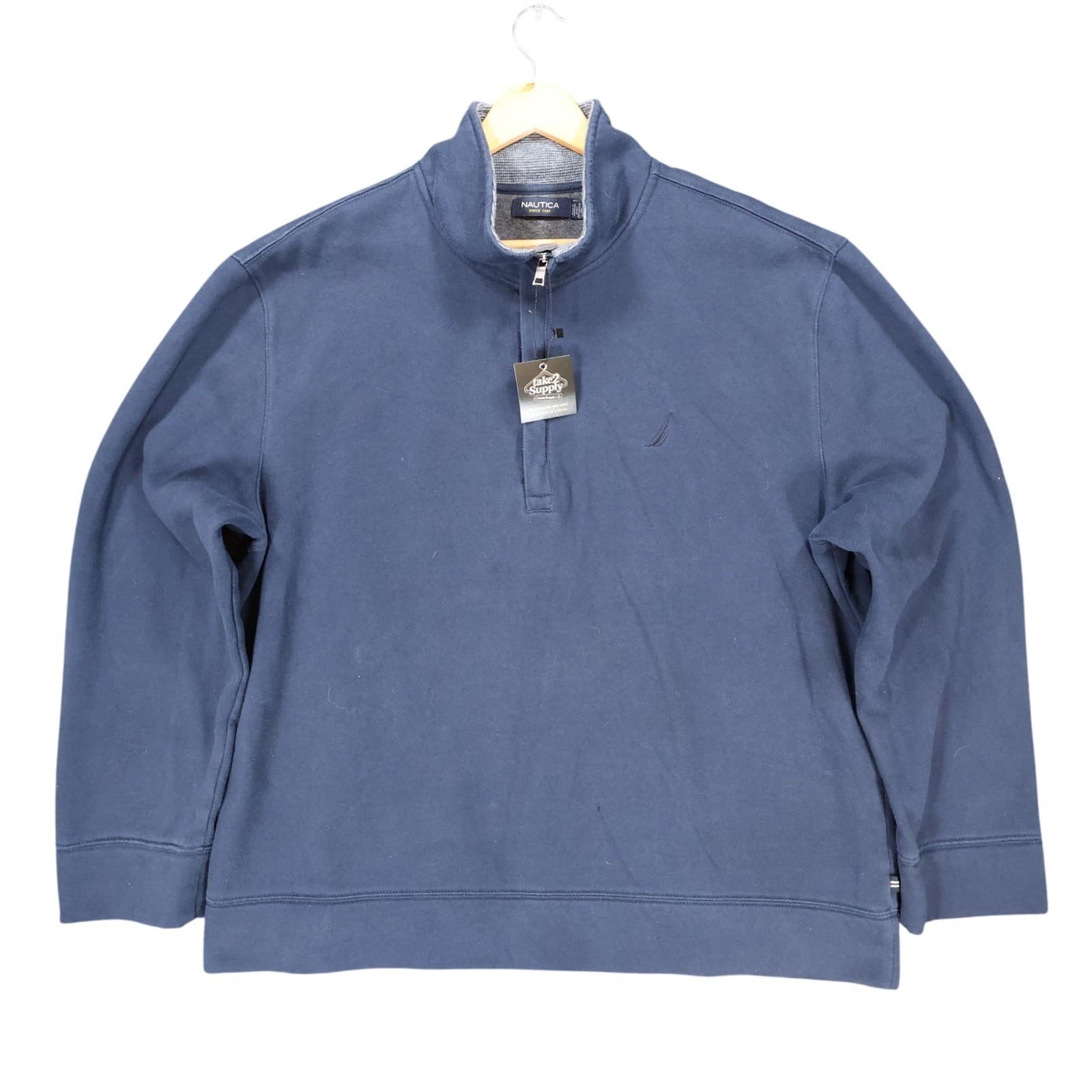 Nautica Quarter Zip Pullover Mens XL Blue Excellent Mock Neck