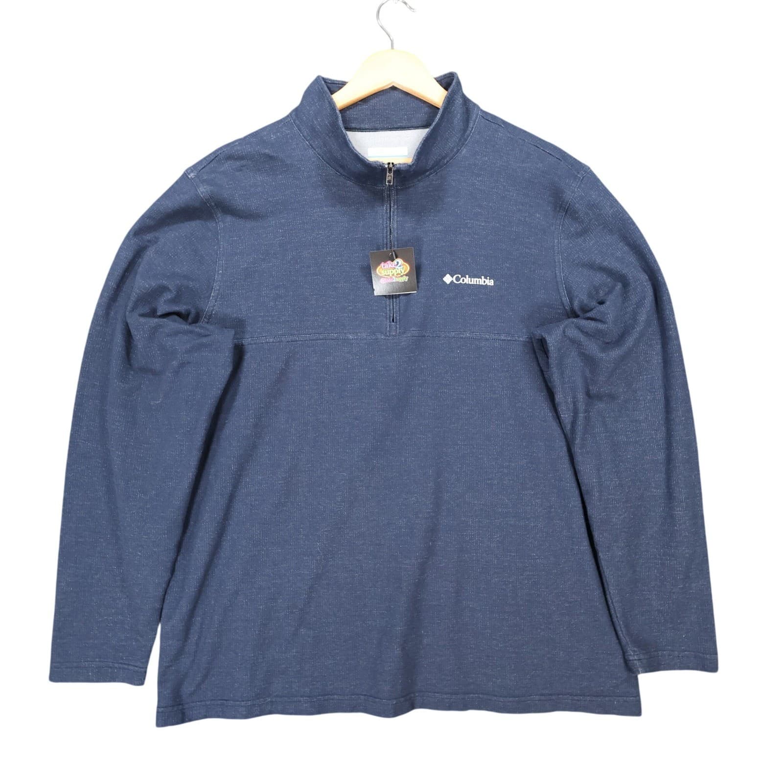 Columbia Quarter Zip Pullover Mens XL Blue Excellent Omni-Wick AM0081