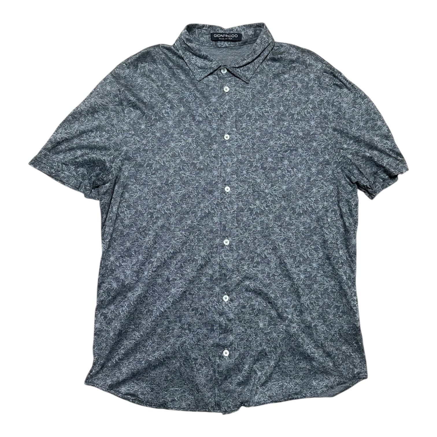 Gionfriddo Men's Size XXL Gray Patterned Short Sleeve Shirt Polyester Blend