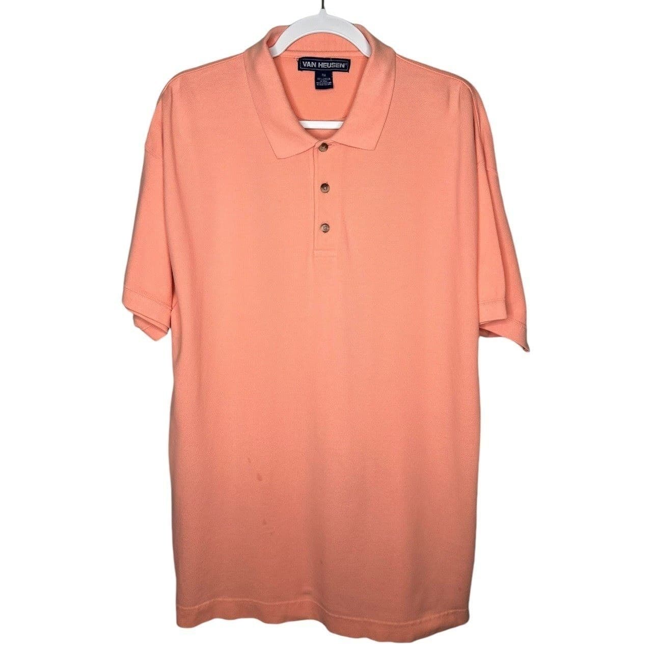 Van Heusen Men's Coral Short Sleeve Polo Shirt Size XXL Cotton