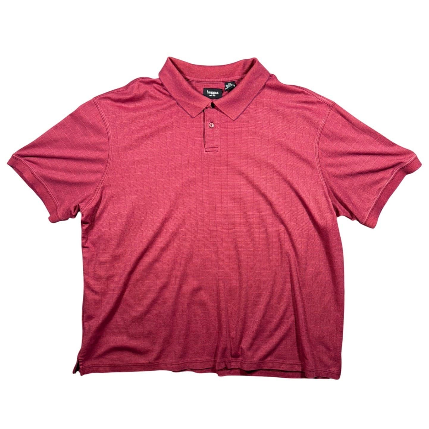 Haggar Polo Shirt Mens XXL Red Short Sleeve Grid Pattern