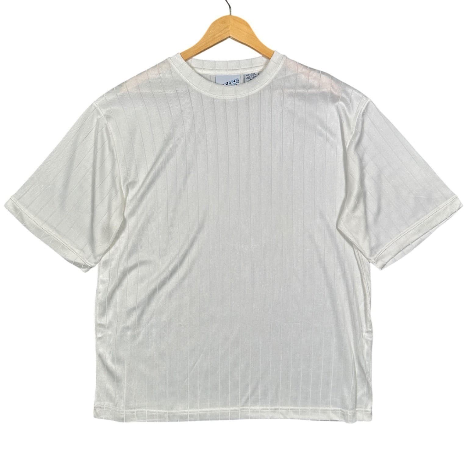 IRVINE PARK Mens White Striped T Shirt Athletic Gym Workout Casual Size XL