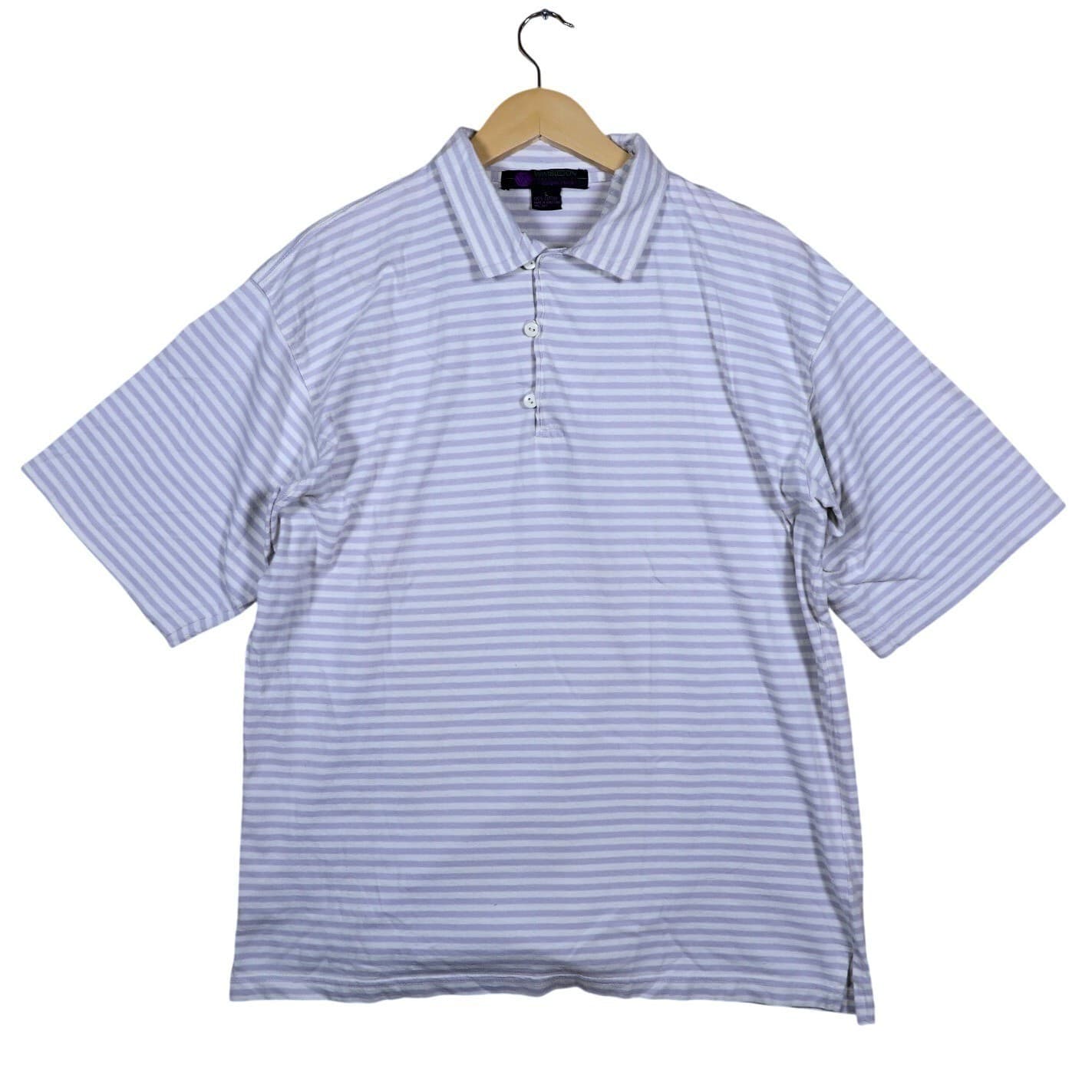 Wimbledon Collection Racquet Club Mens Striped Polo Shirt Short Sleeve Size L