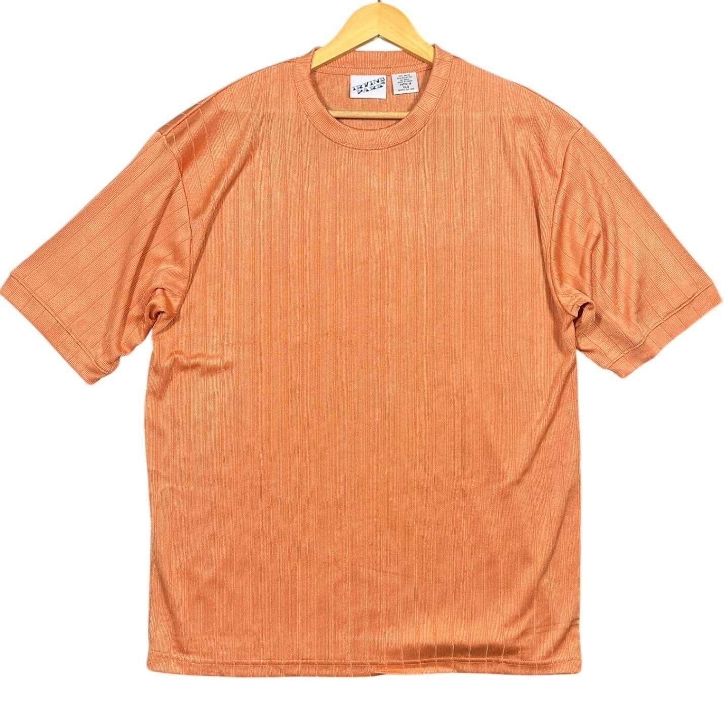 IRVINE PARK Mens XL Orange Striped Textured Short Sleeve T Shirt