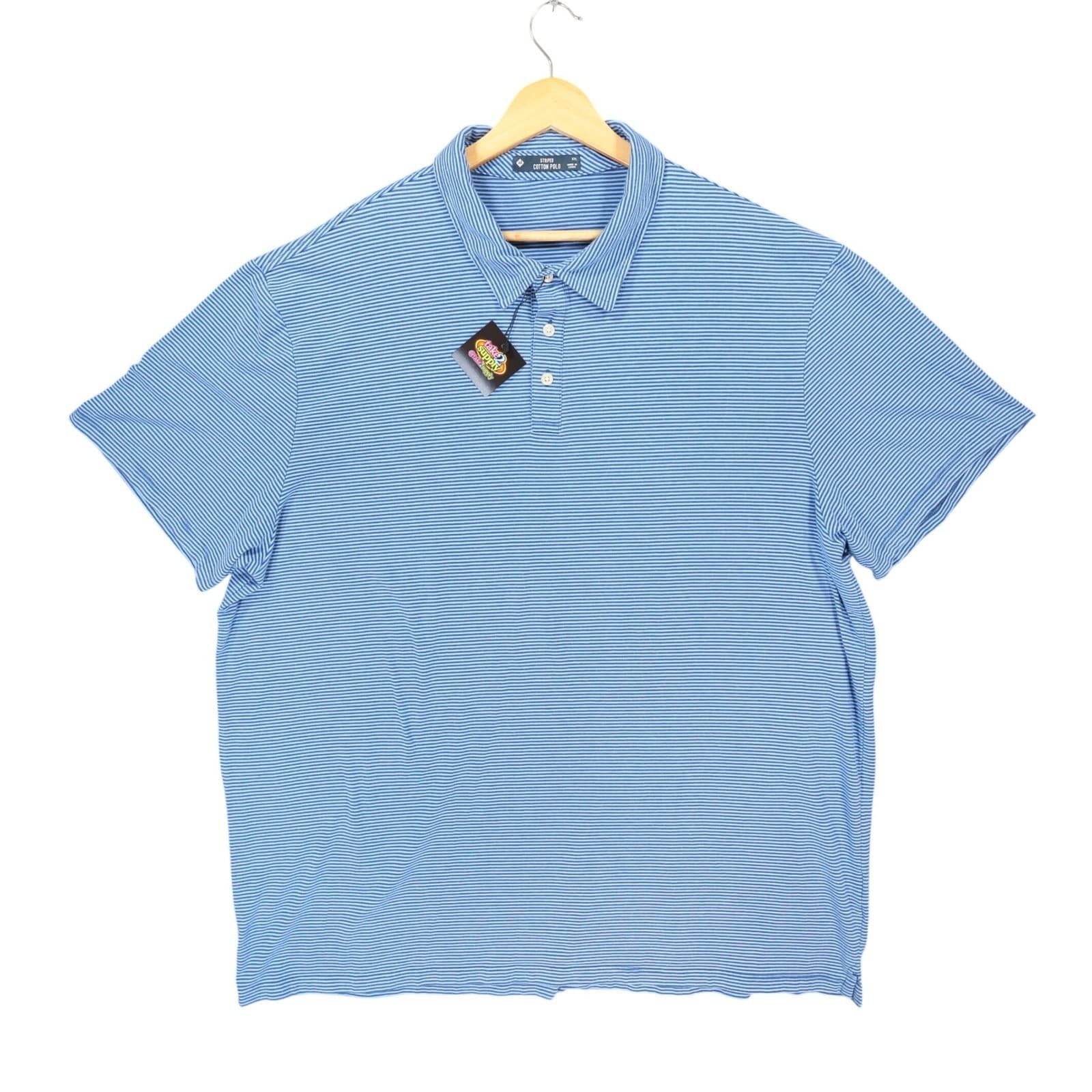 Member's Mark Polo Mens XXL Blue Excellent Striped Cotton Blend SOS15731