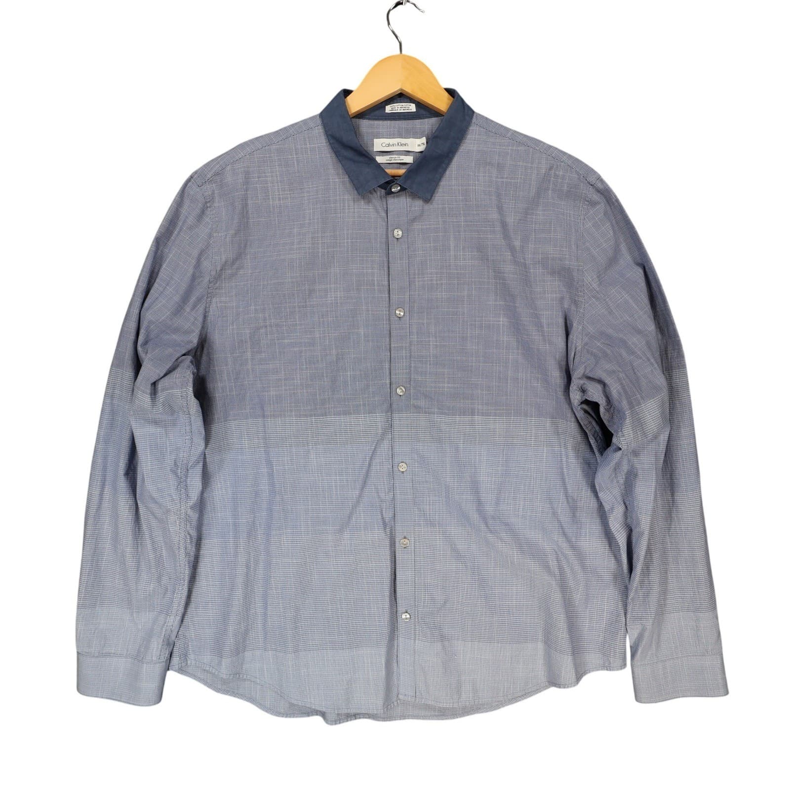 Calvin Klein Button Down Mens XXL Blue Excellent Ombre Pattern