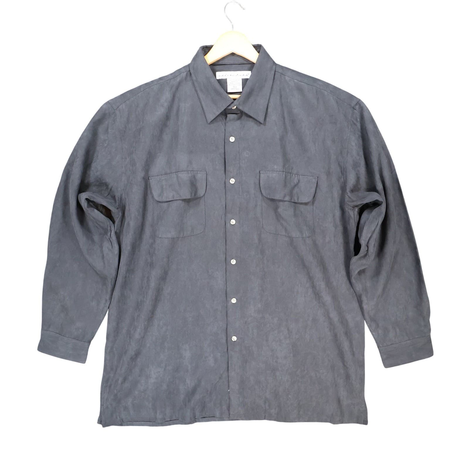 Irvine Park Button Up Mens XLG Gray Excellent Faux Suede Long Sleeve