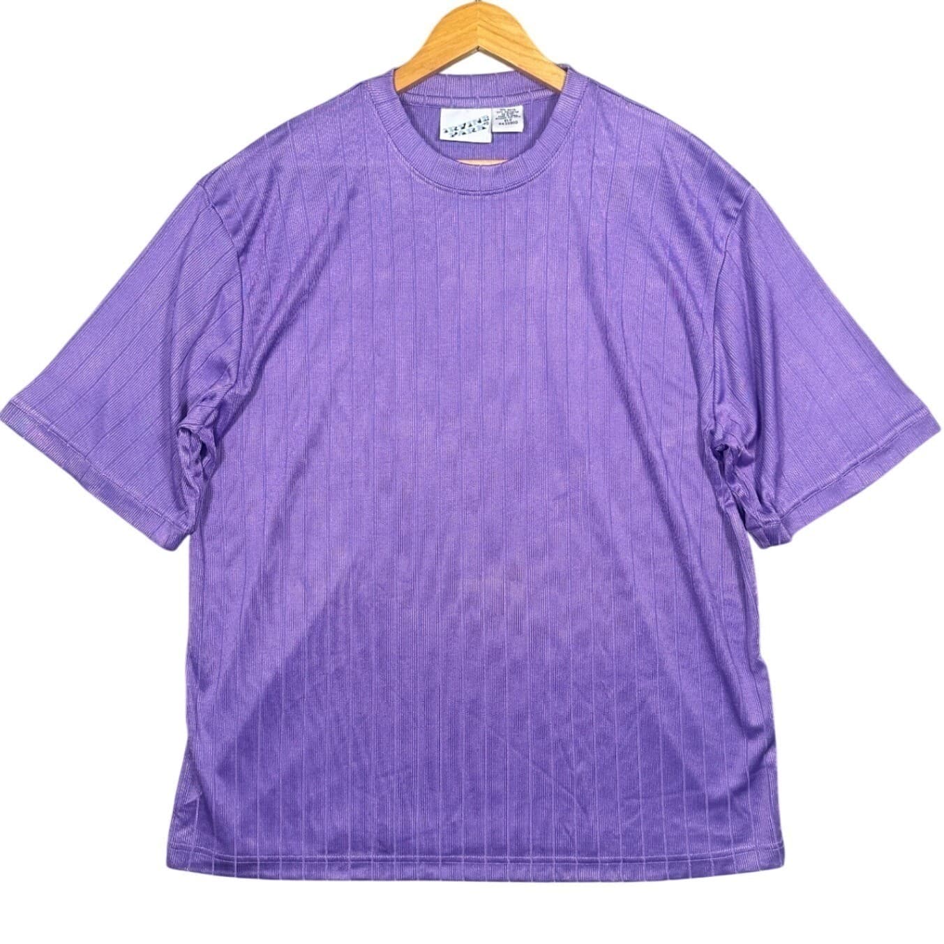 Irvine Park Purple Pinstripe Short Sleeve Crew Neck T Shirt Mens XL