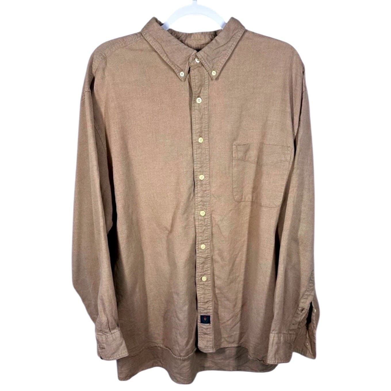 Catalina Mens 2XL Khaki Button Down Long Sleeve Casual Shirt Top