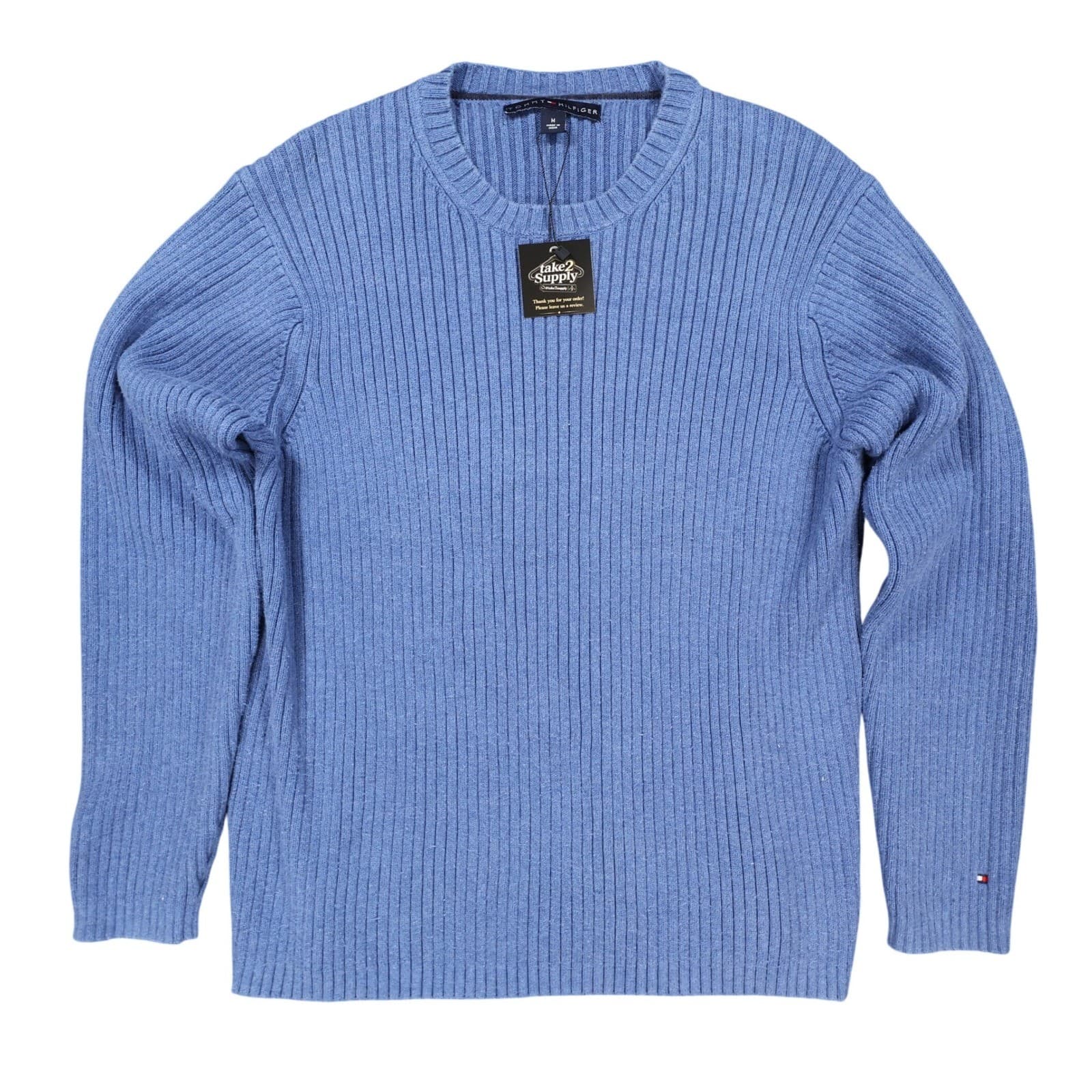 Tommy Hilfiger Sweater Mens Medium Blue Excellent Ribbed Knit