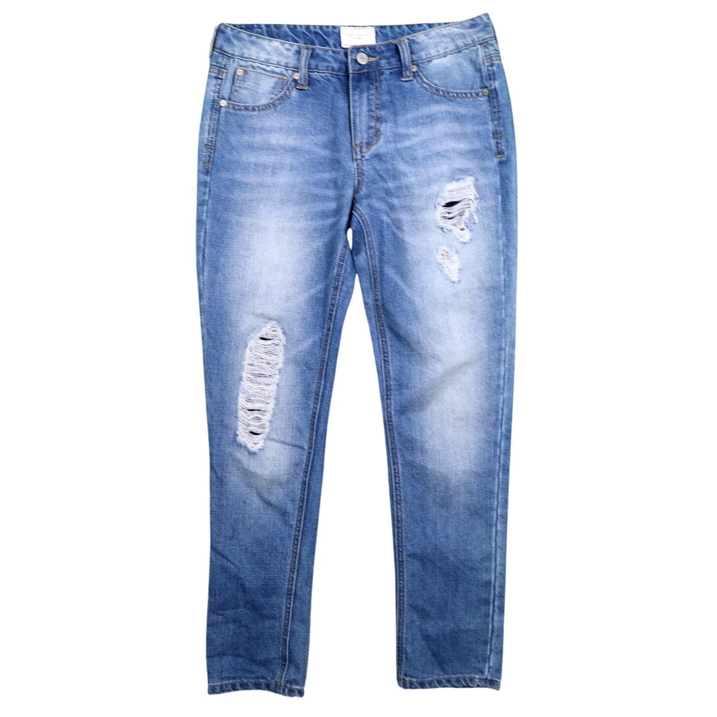 CELEBRITY PINK Women's Blue Distressed Denim Jeans Straight Leg Size 27