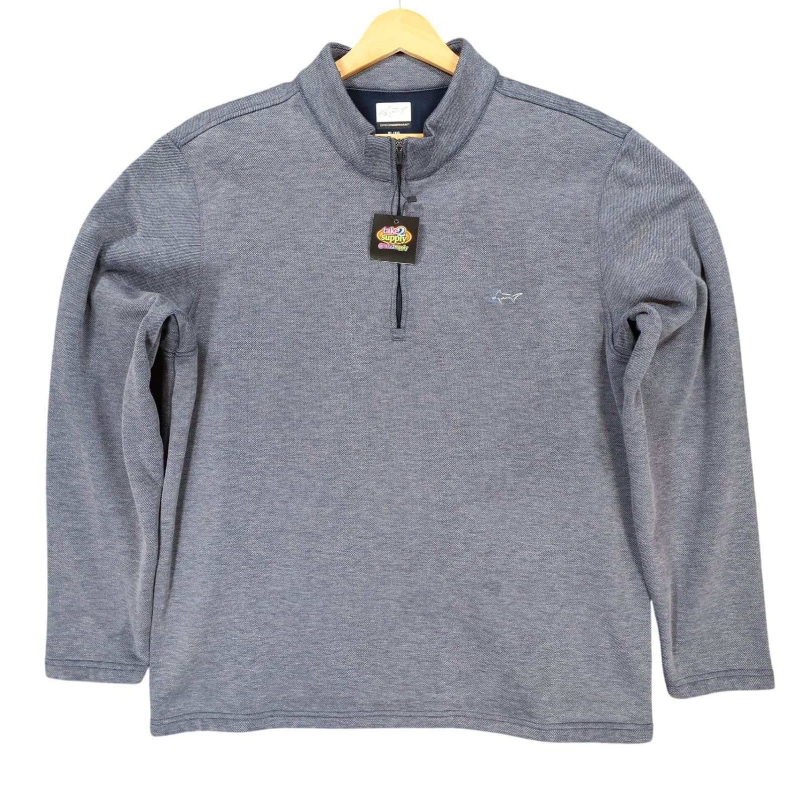 Greg Norman Pullover Mens XL Blue Excellent Quarter Zip Heathered