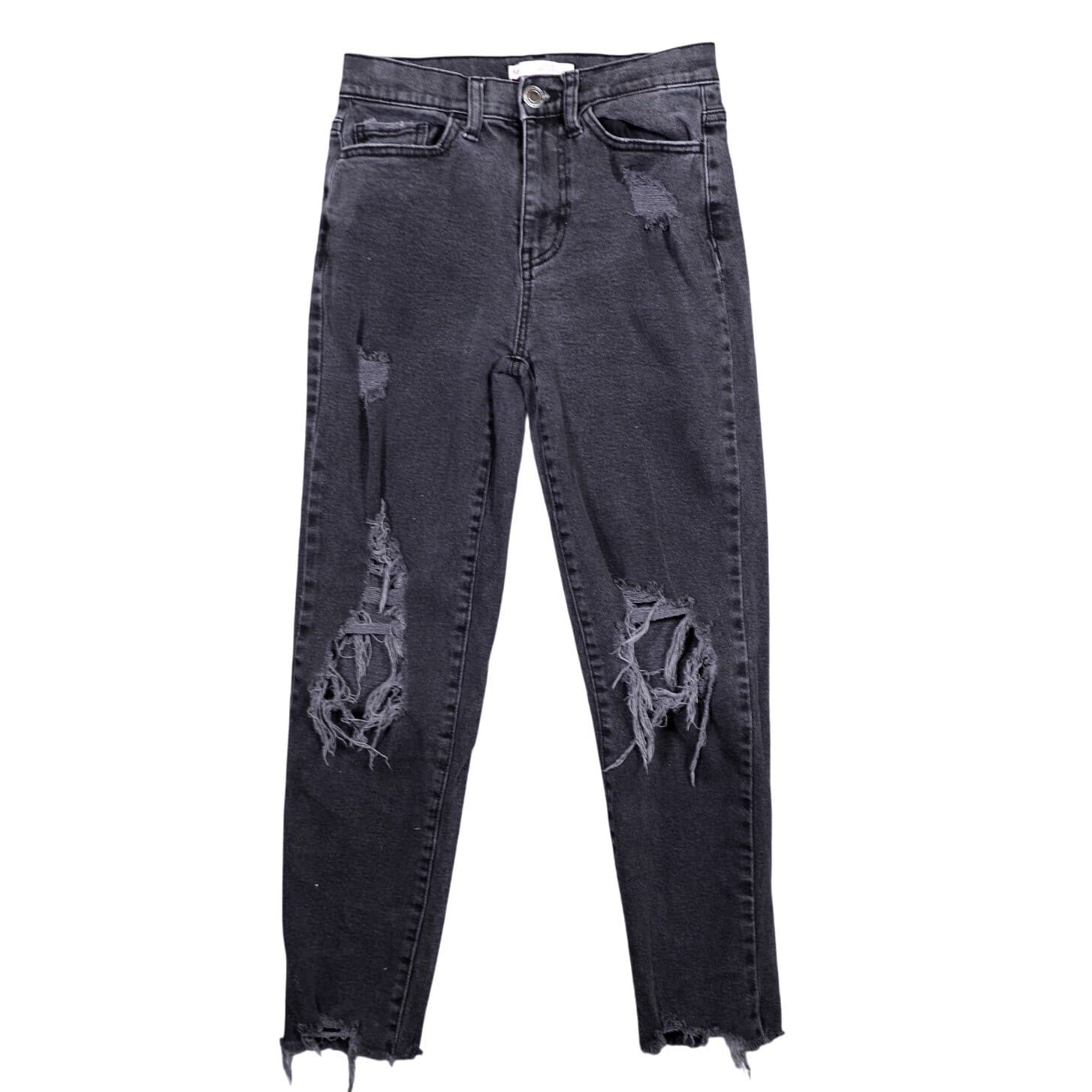 So High Rise Mom Jean Distressed Black Denim Womens Size 0 24W