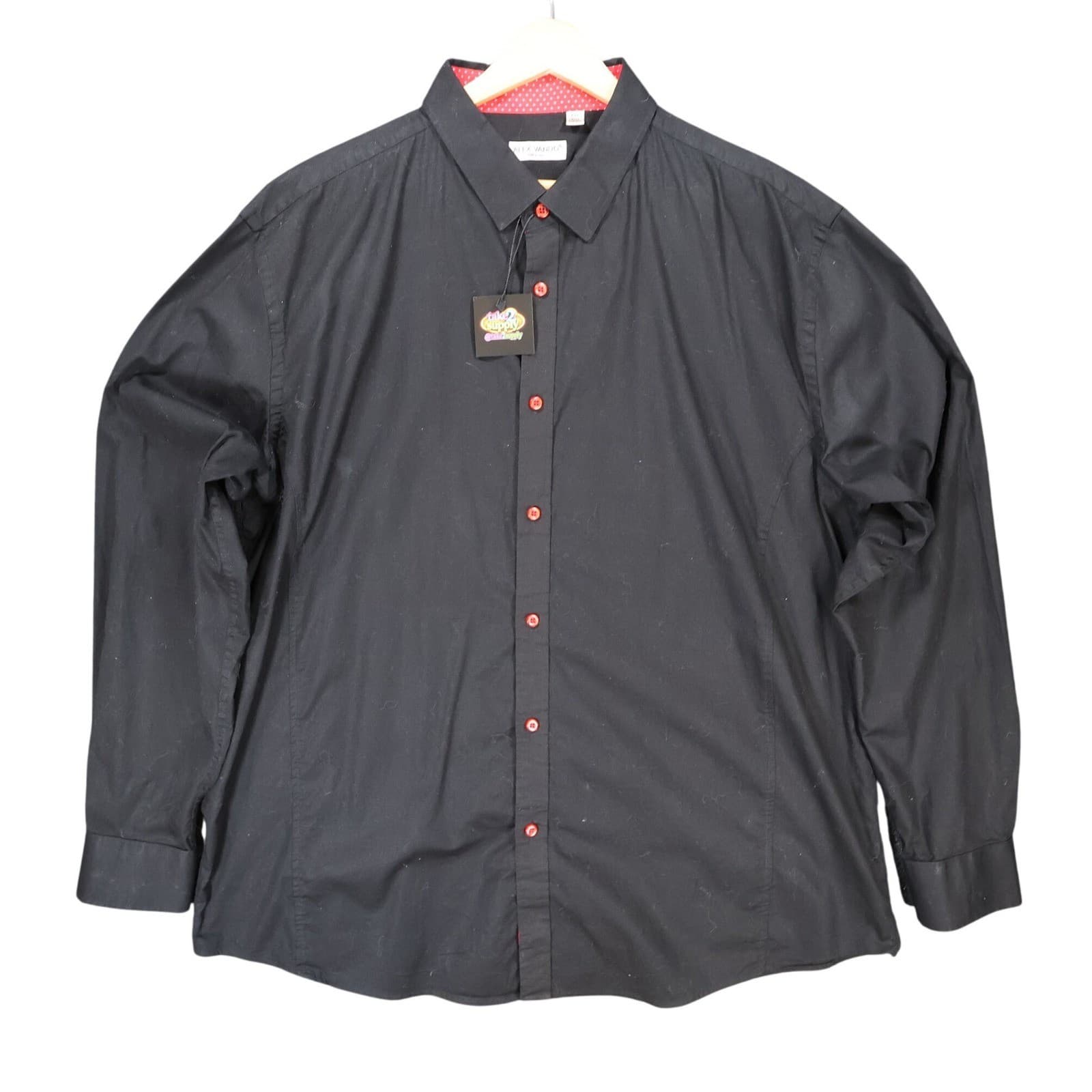 Alex Vando Button Up Mens XXL Black Excellent Polka Dot Trim