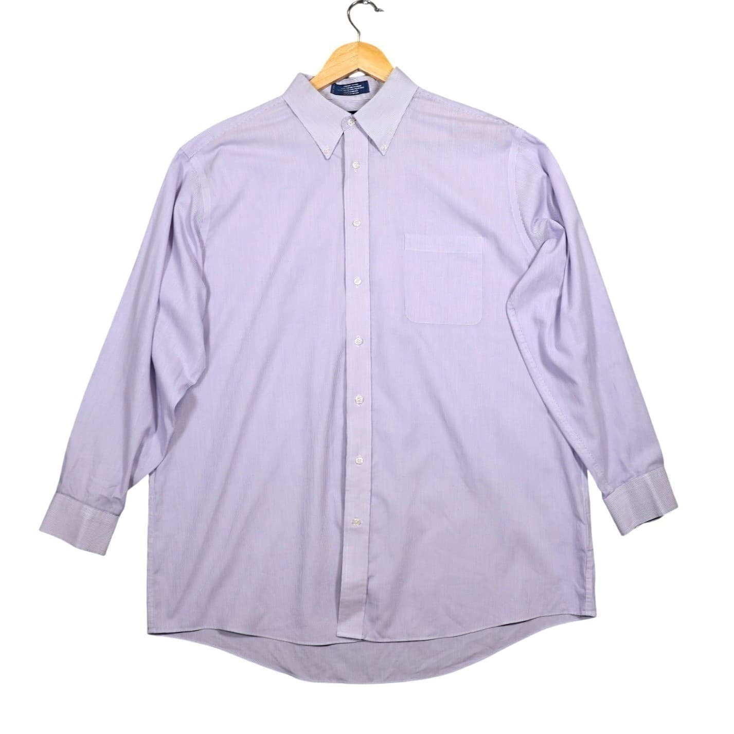 Stafford Mens Button Down Shirt Stripe Long Sleeve Size XL 17.5 34-35