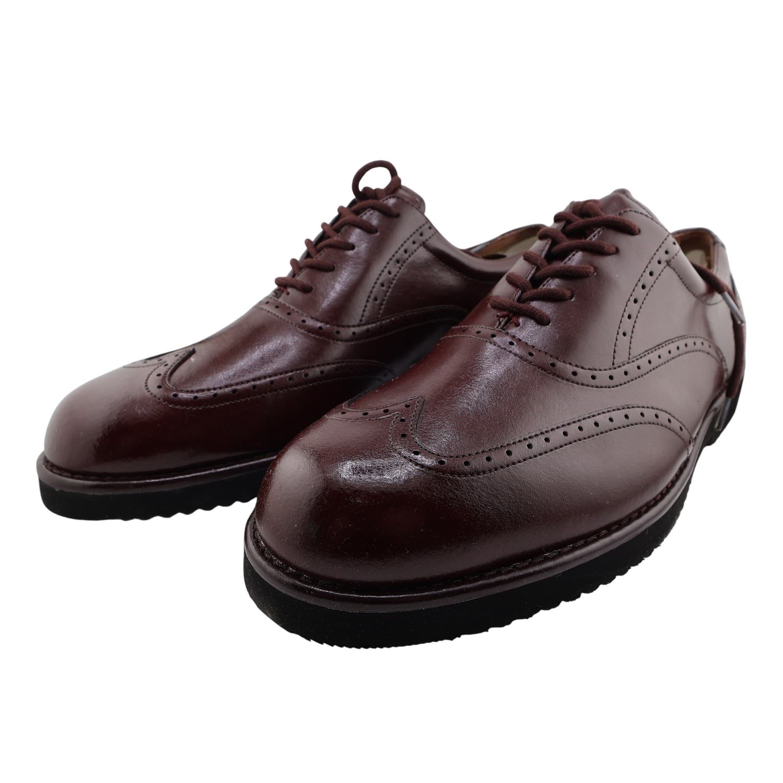 Dex Earl Wingtip Oxford Mens 13 Burgundy Faux Leather Brogue Wedge Dress Shoes