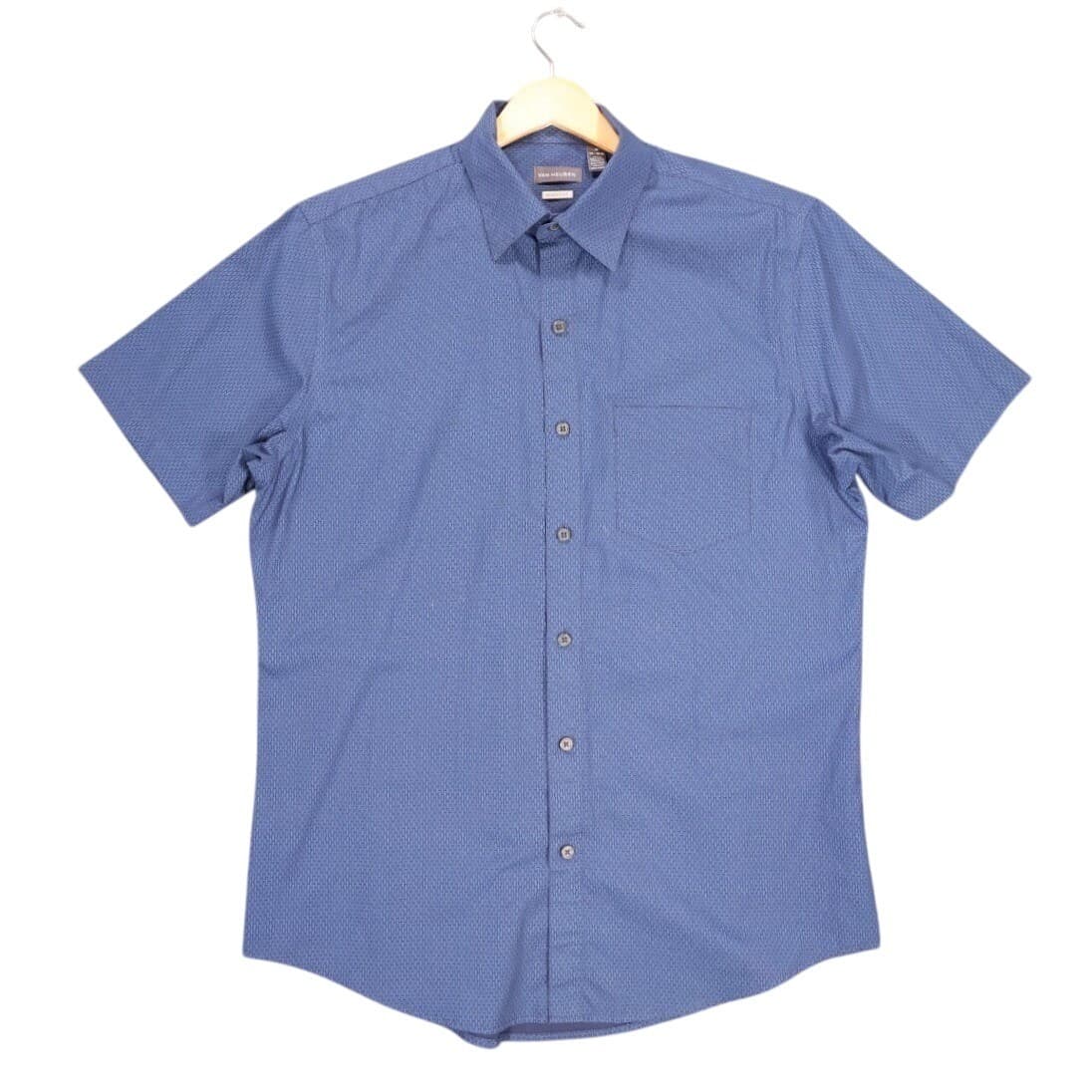 Van Heusen Button Up Shirt Mens M Blue Excellent Short Sleeve Classic Fit 1568