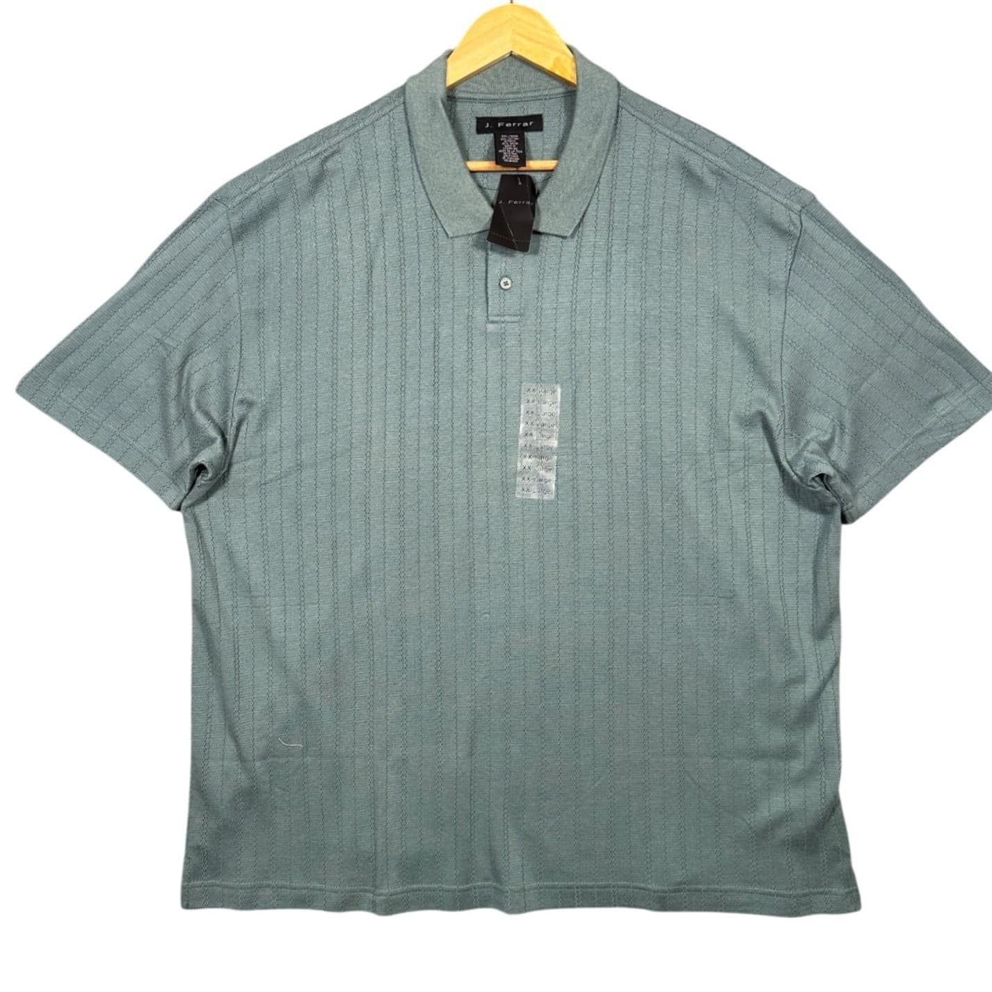 J Ferrar Mens XXL Blue Pinstripe Short Sleeve Polo Shirt NWT