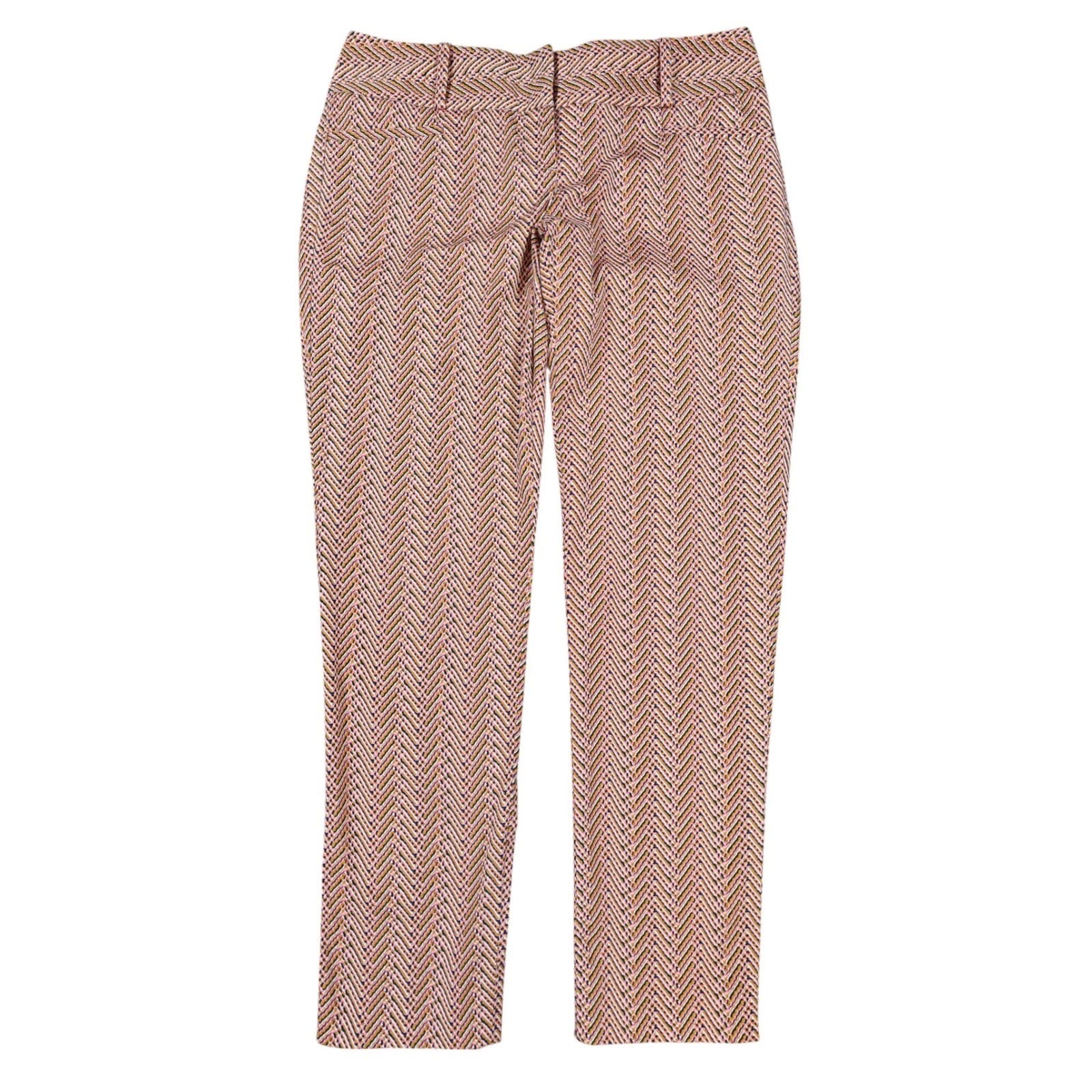 The Limited Drew Fit Pants Womens 0 Pink Cotton Zig Zag Pattern Dress Trousers