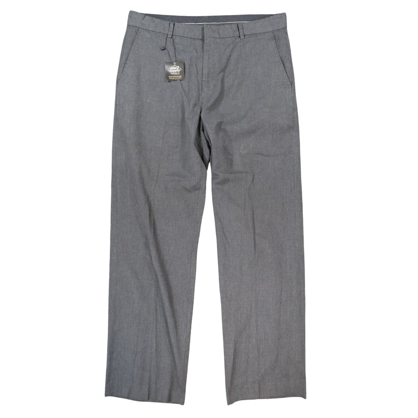 Calvin Klein Dress Pants Mens 34x32 Gray Excellent Flat Front Straight Leg