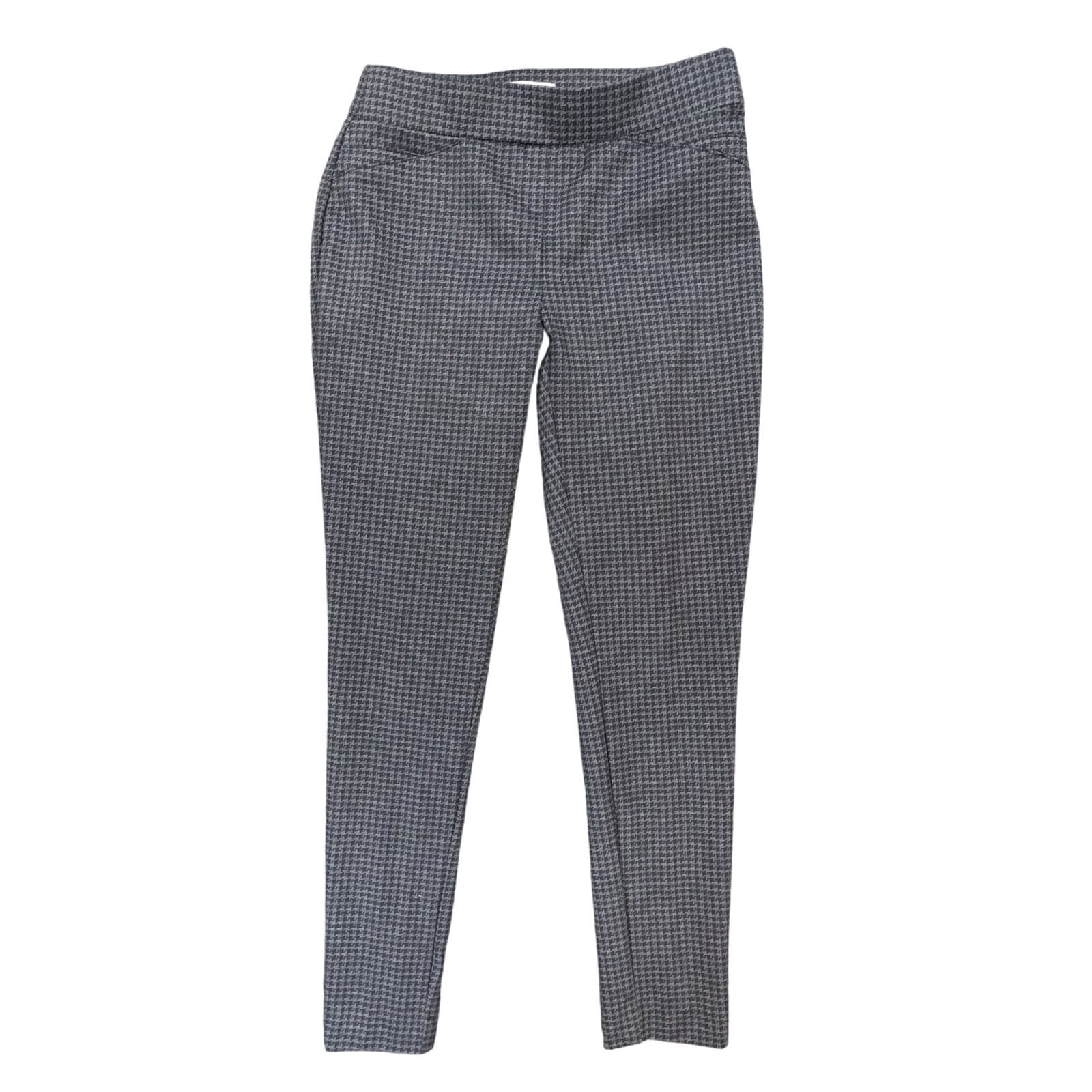 Calvin Klein Dress Pants Womens 2 Grey Excellent Houndstooth Stretch Pull On