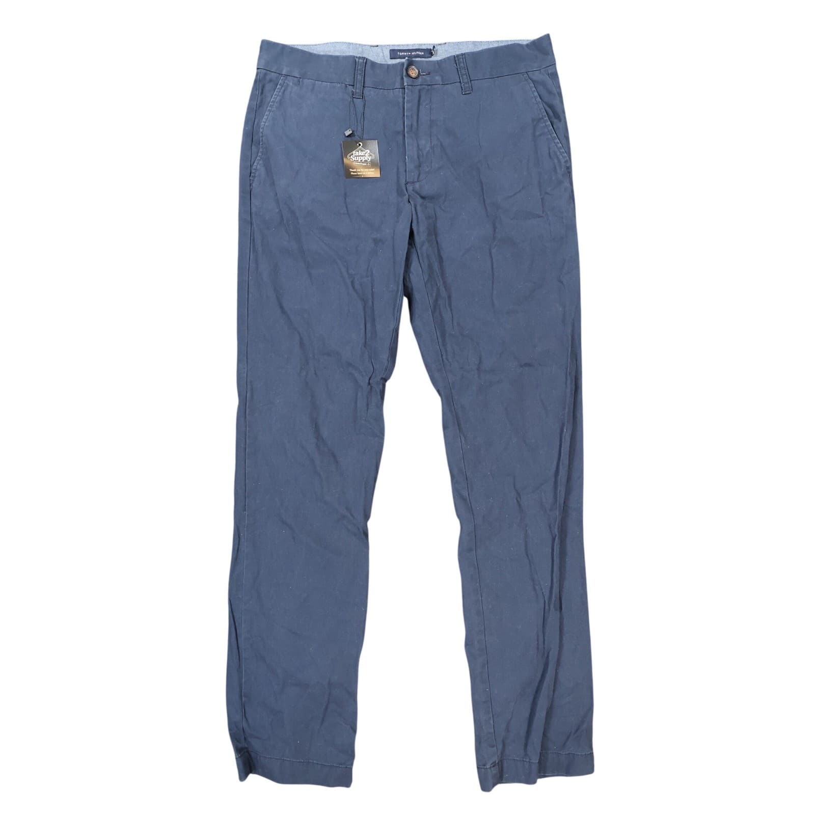 Tommy Hilfiger Chino Pants Mens 32/34 Navy Blue Excellent Tailored Fit Cotton
